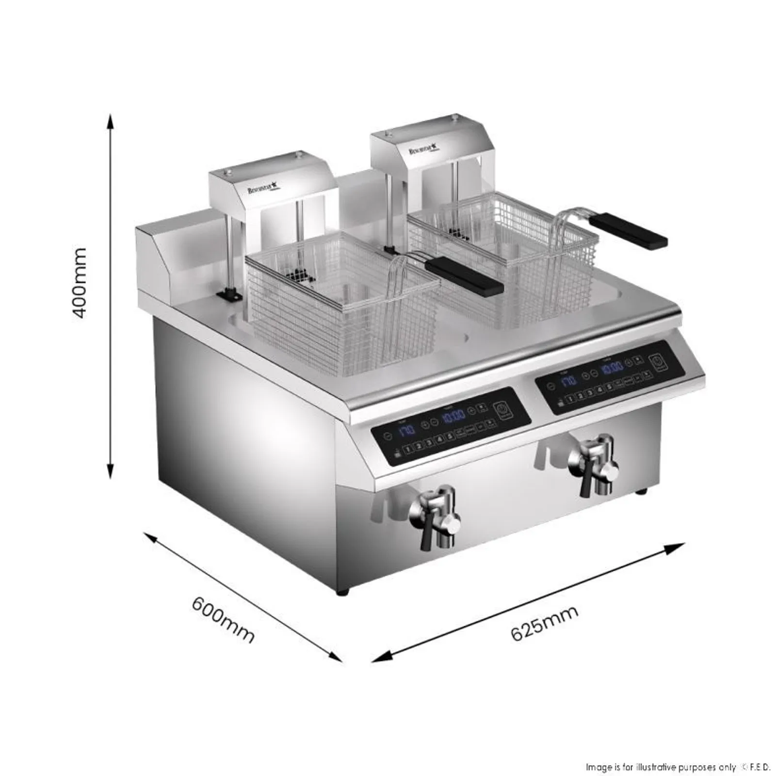 Benchstar IF7000D-AL - Double Tanks Auto Lifting Induction Fryer