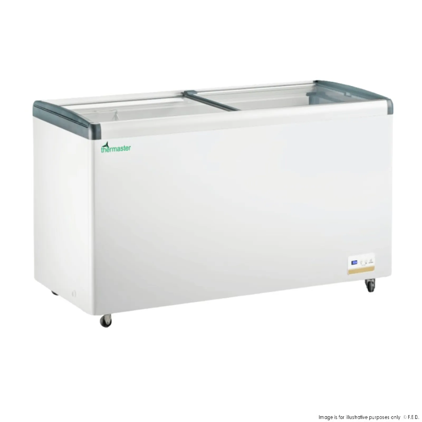 Thermaster WD456G - 456L Chest Freezer with Flat Glass Sliding Lids