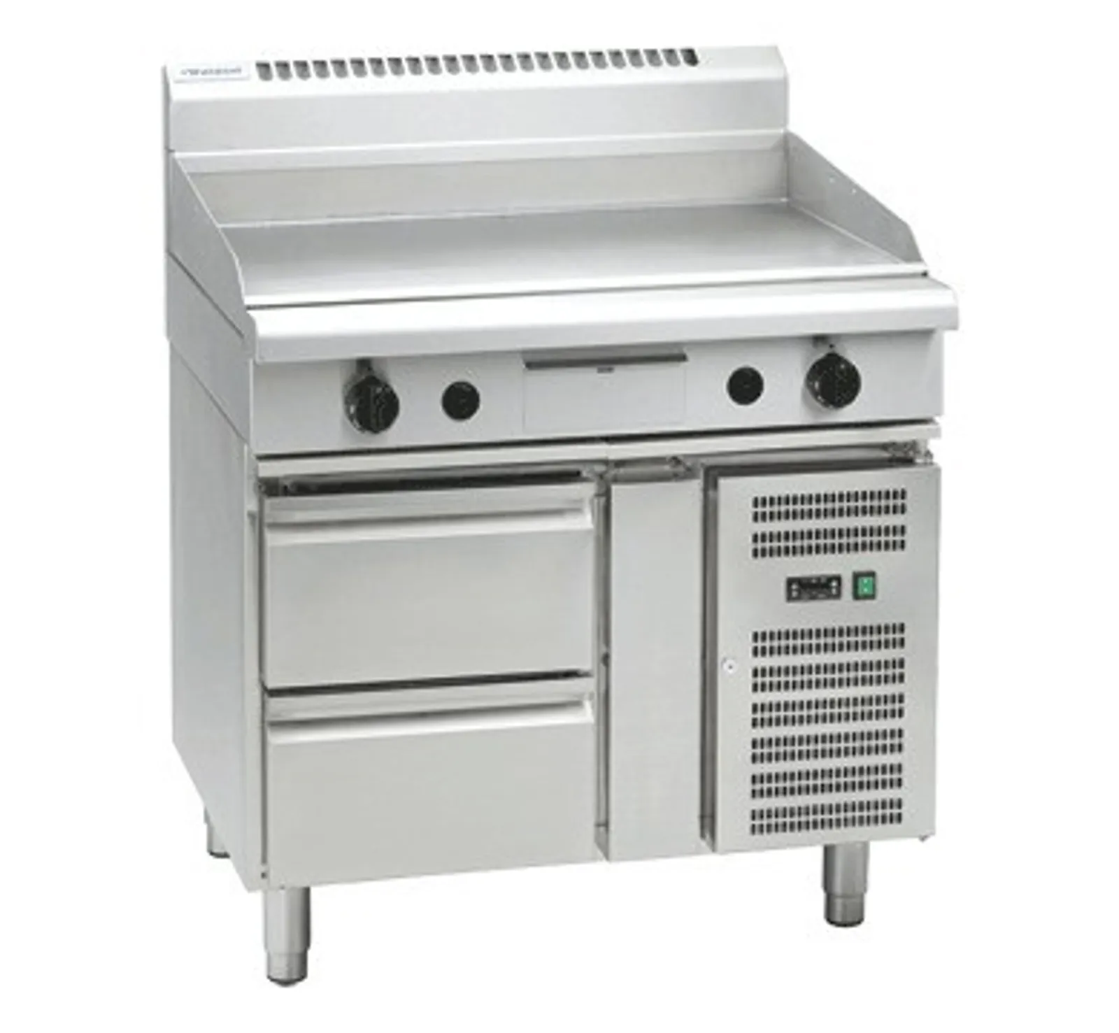 Waldorf 800 Series GPL8900G-RB - 900mm Gas Griddle Low Back Version Refrigerated Base