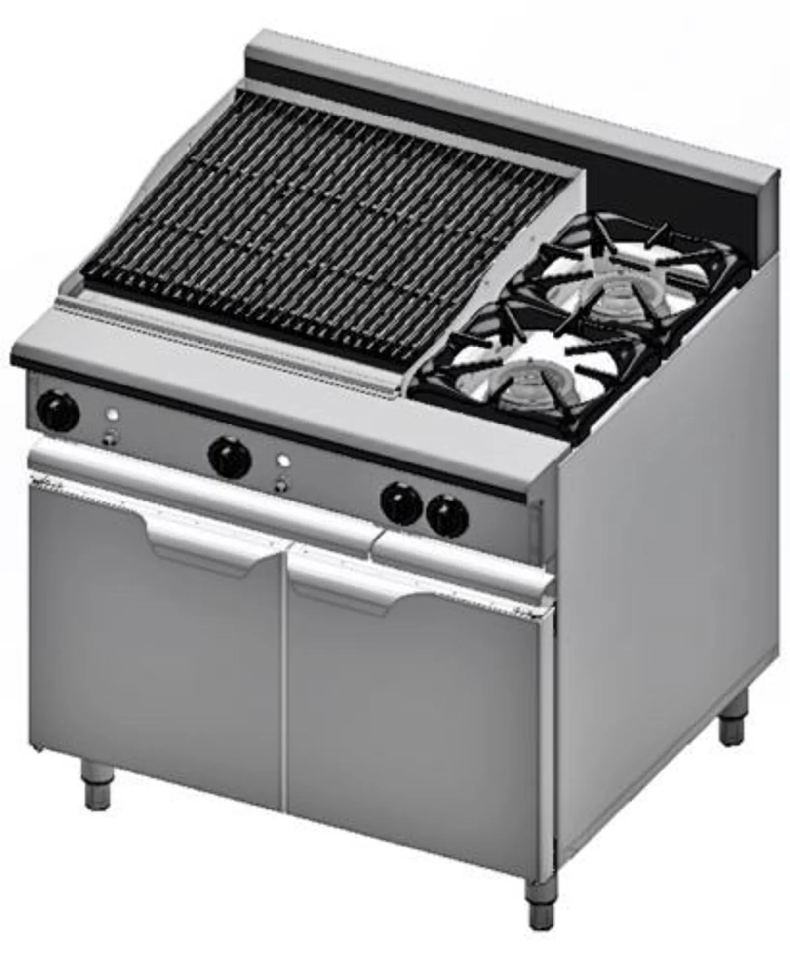 VERRO VBT-SB2-CBR6 Combination Two Open Burners & 600mm Char Broiler