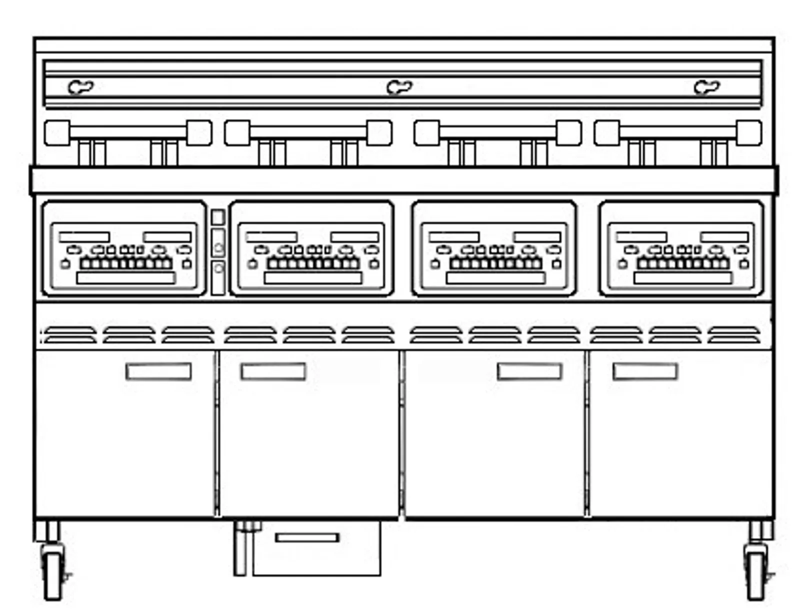 Henny Penny GVE074FFFF - Low Oil Volume Electric Four Well Open Fryer
