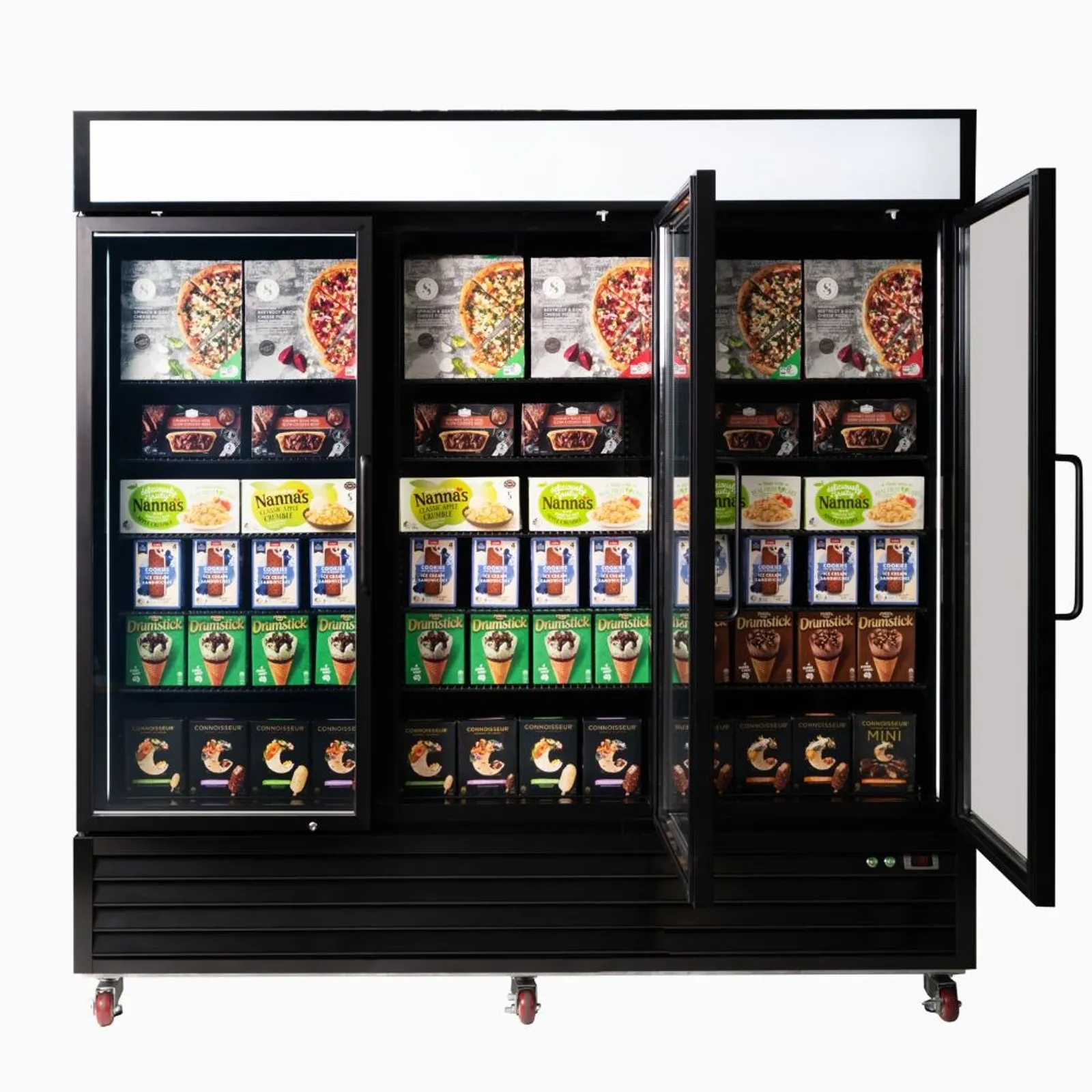 Bromic UF1980GDL-NR - Upright Display Freezer 1980L - 3 Door - Flat Glass - Lightbox