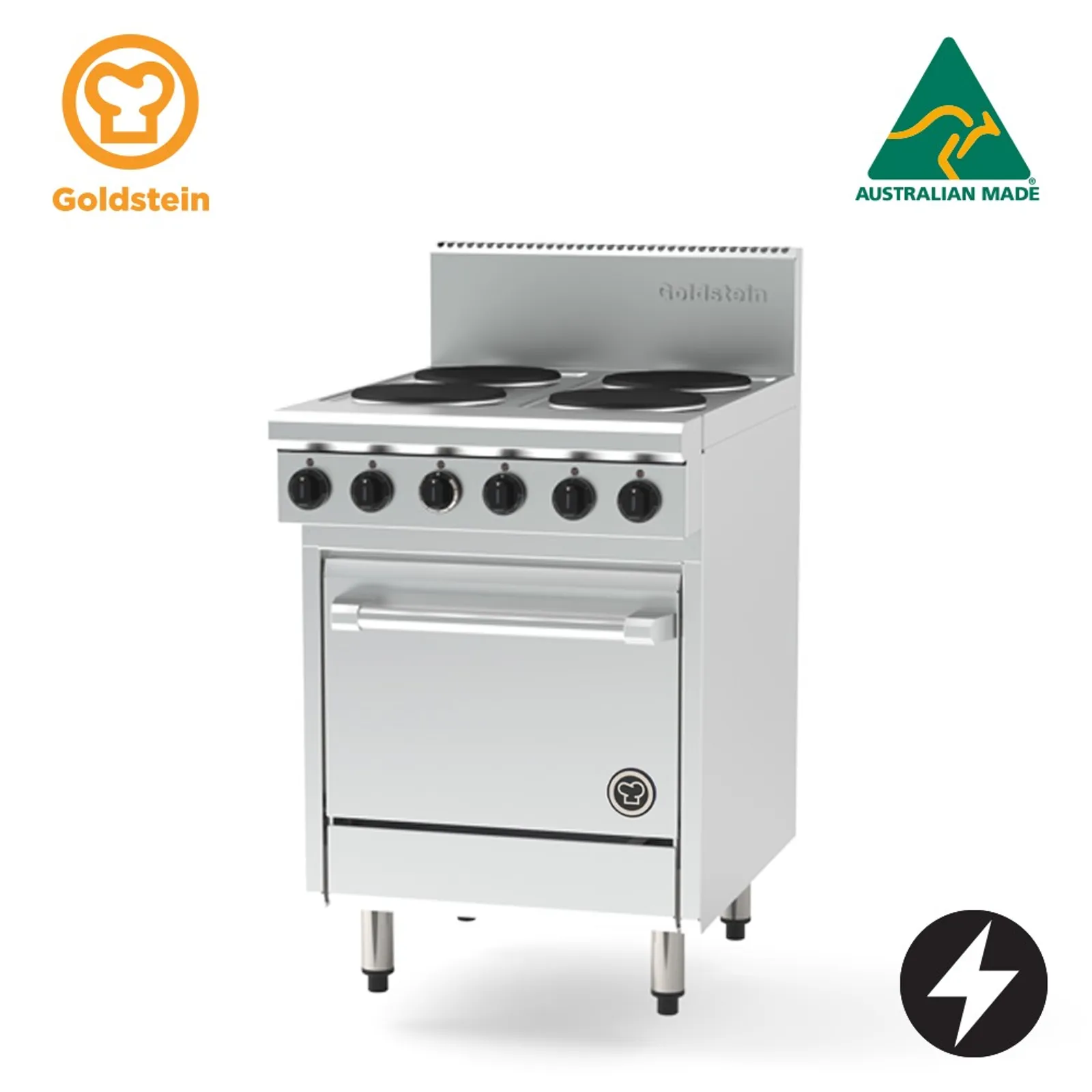 Goldstein PE4S20-X - Electric Oven Range, 4 Solid Plates, Static Oven