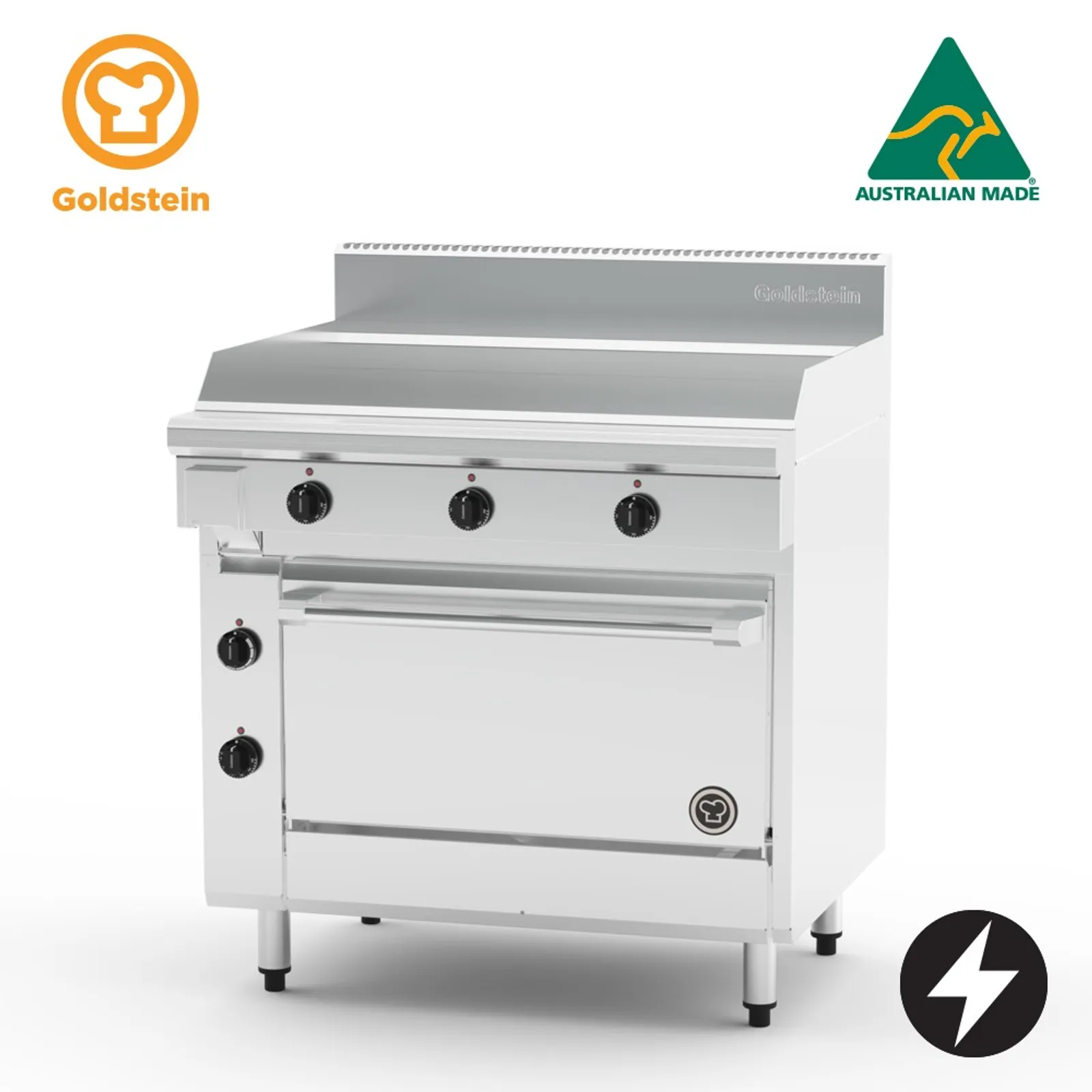 Goldstein PE36G28-X - Electric Oven Range, 910mm Griddle, Static Oven