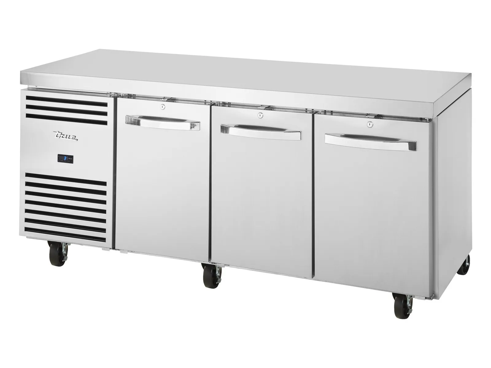 True Refrigeration TCR1/3-CL-SS-DL-DR-DR - 1/1 GN Counter Refrigerator, 3 Section