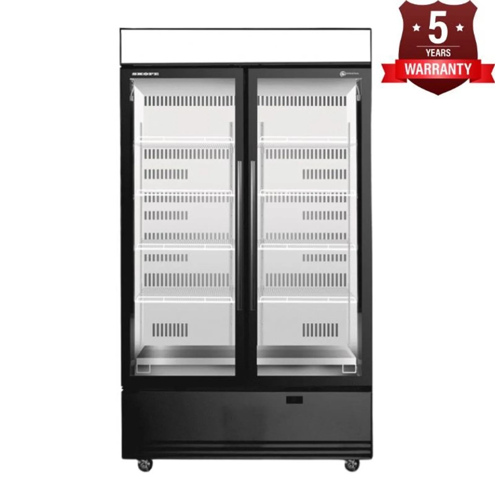SKOPE BME1200N-AC ActiveCore - 2 Upright Glass Door Fridge, Lit Sign, Black/White