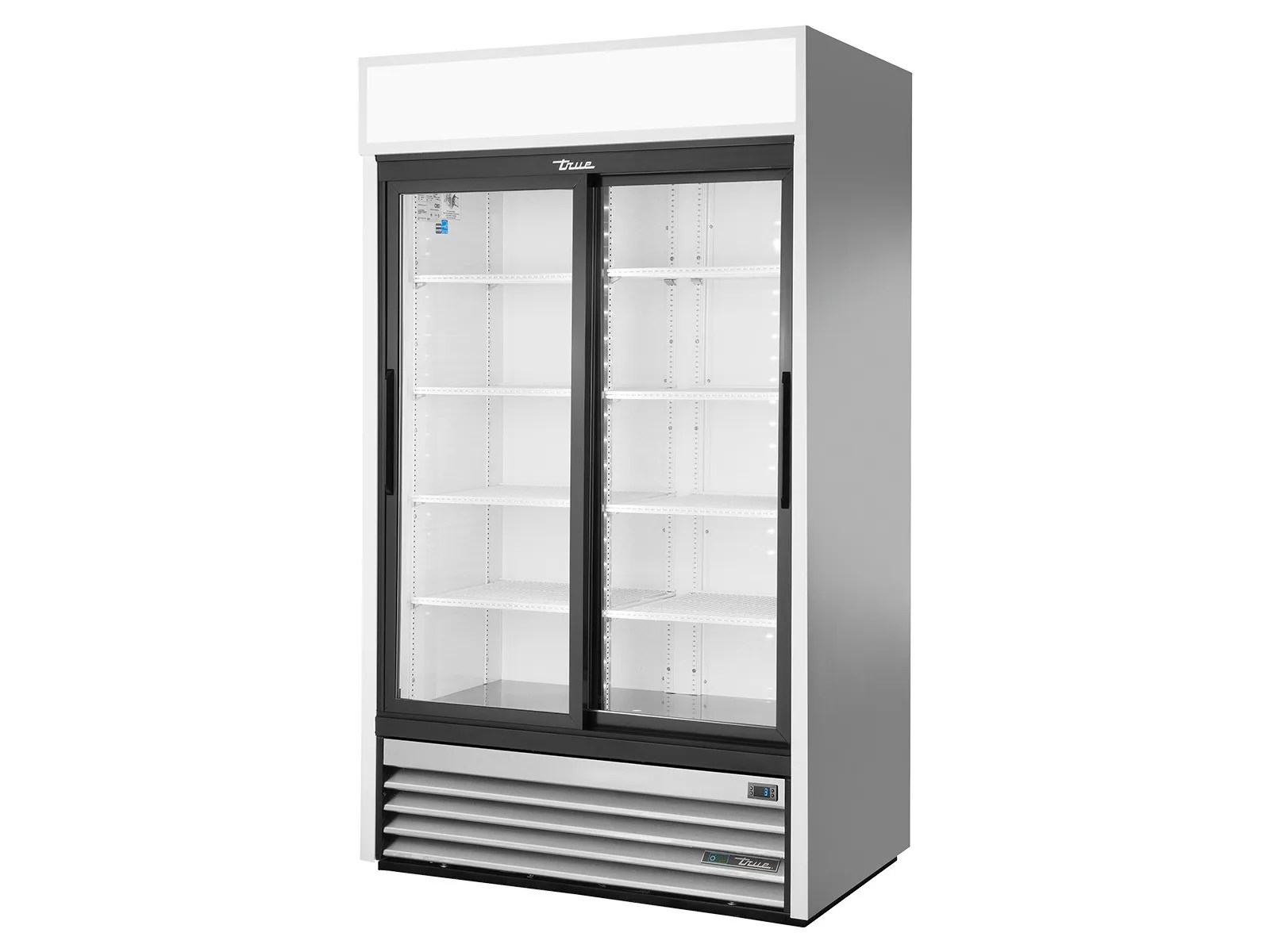 True Refrigeration GDM-37-HC-LD - Upright Retail Merchandiser Refrigerator, 2 Full Glass Slide Doors