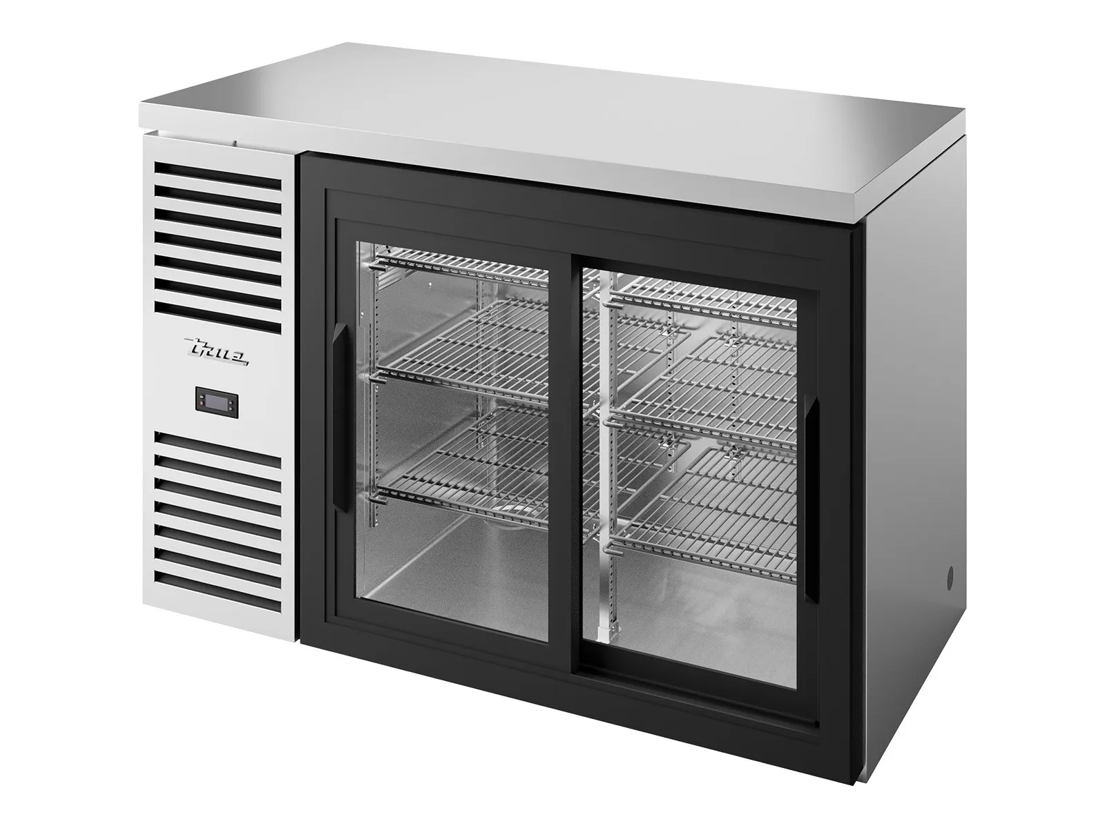 True Refrigeration TBR48-RISZ1-L-S-11-2 - Bar Refrigerator, Stainless Steel Ext, 2 Glass Slide Doors