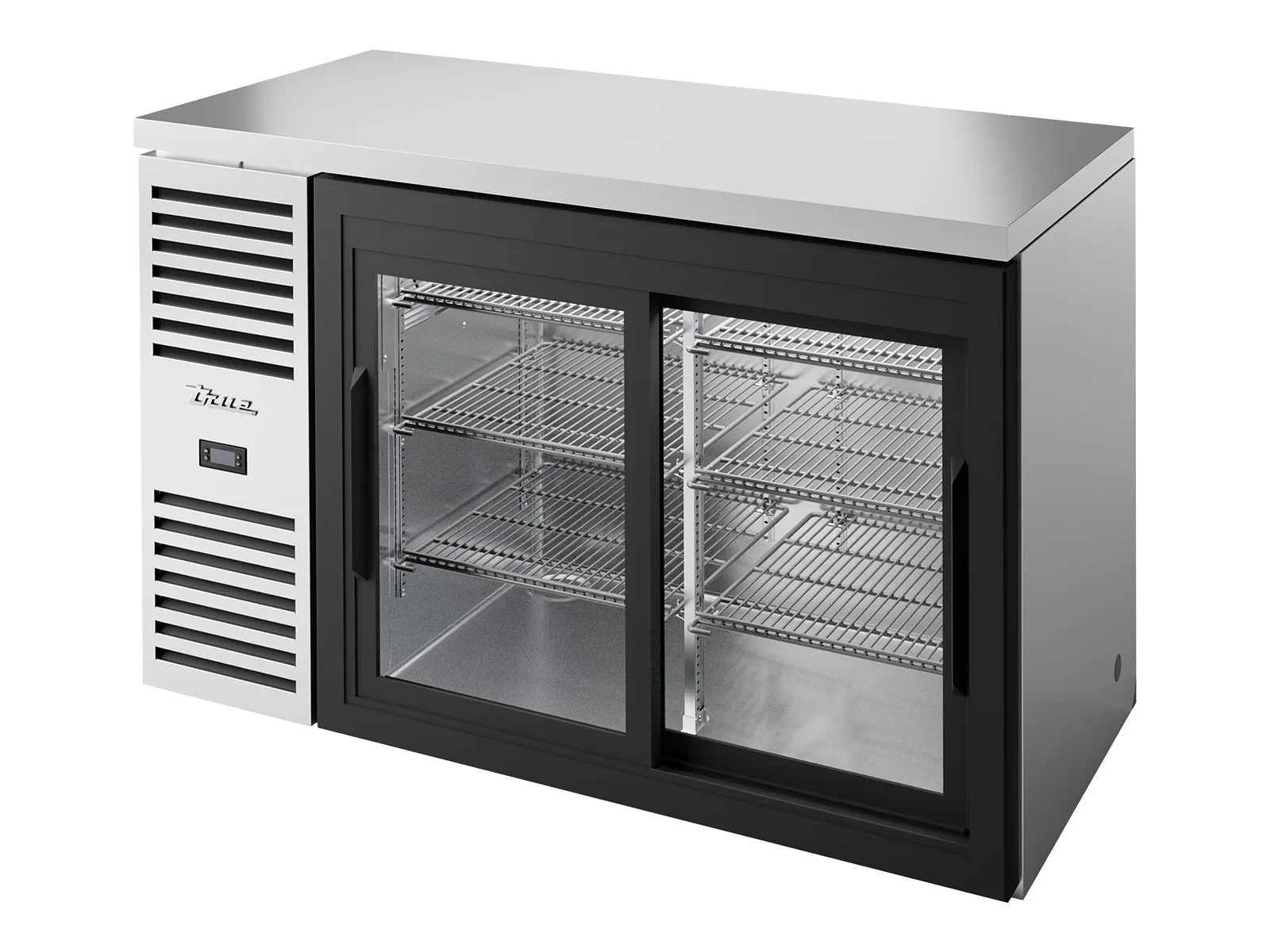 True Refrigeration TBR52-RISZ1-L-S-11-2 - Bar Refrigerator, Stainless Steel Ext, 2 Glass Slide Doors