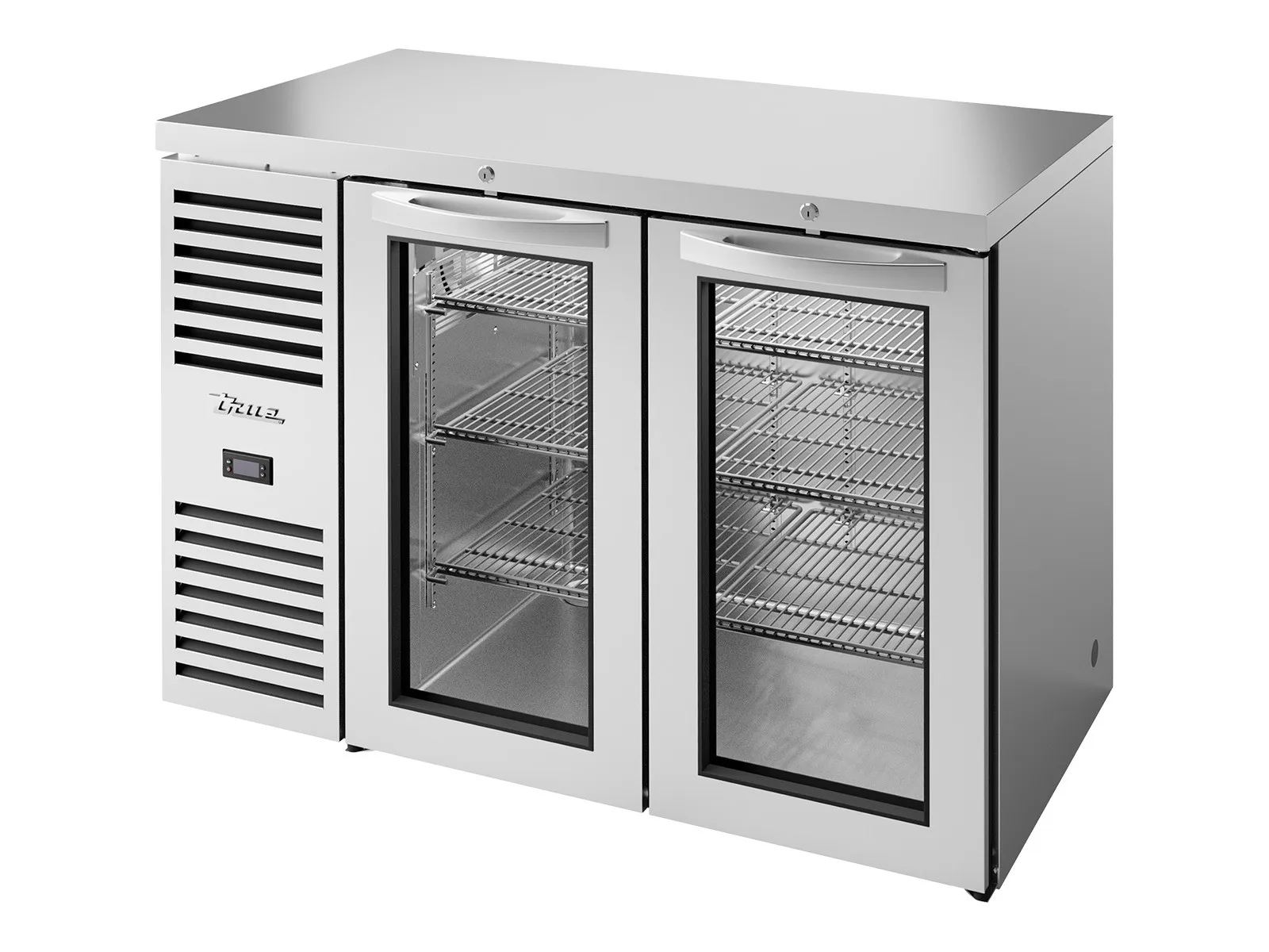 True Refrigeration TBR48-RISZ1-L-S-GG-2 - Bar Refrigerator, Stainless Steel Ext, 2 Glass Swing Doors