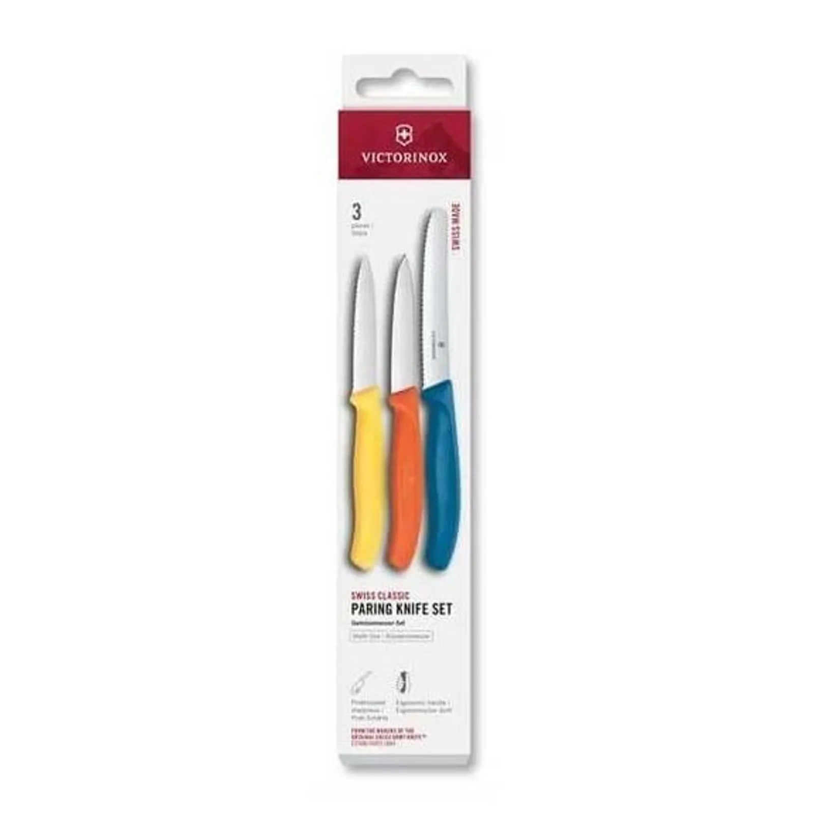 Victorinox 6.7116.32C1 - Swiss Classic, Paring Knife Set, 3 Pieces, New Orange, Red, Blue