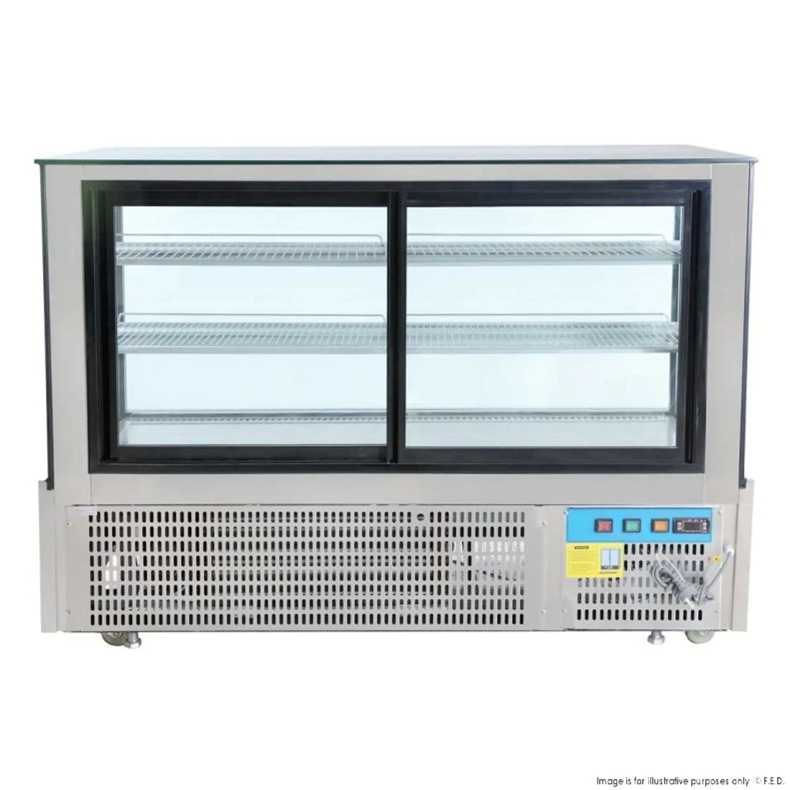 Bonvue SSU150-2XB - Black Trim Square Glass Cake Display 2 Shelves, 1500mm