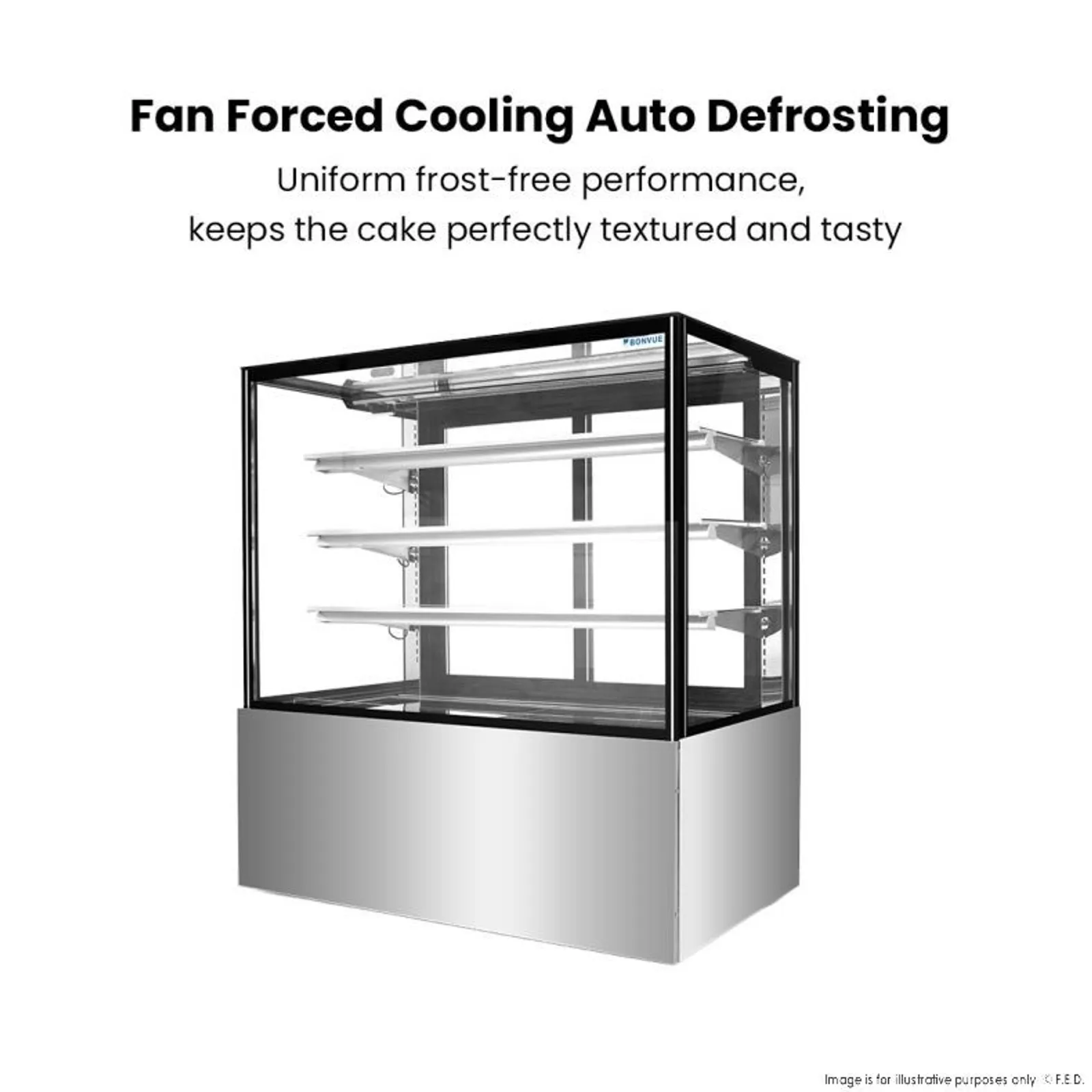 Bonvue SF840V - 3+1 Tier Squared Temper Glass Cake Display 1200mm
