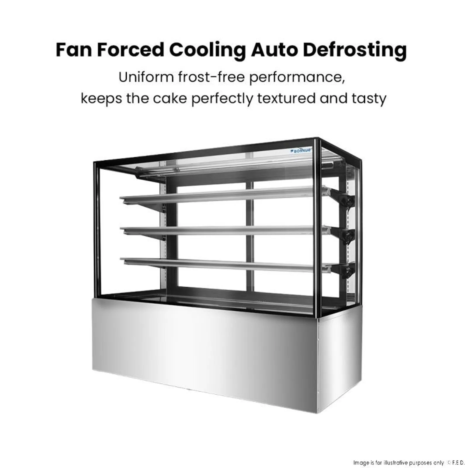 Bonvue SF850V - 3+1 Tier Squared Temper Glass Cake Display 1500mm