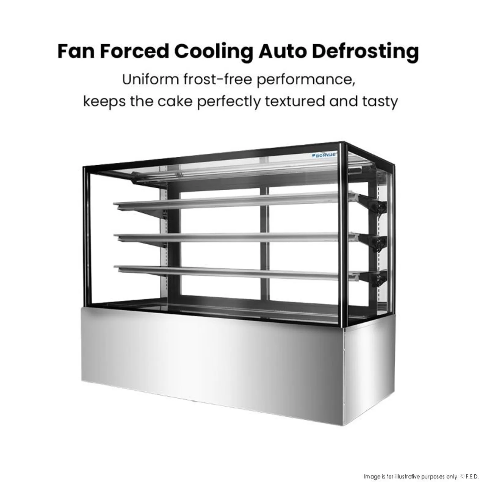 Bonvue SF860V - 3+1 Tier Squared Temper Glass Cake Display 1800mm