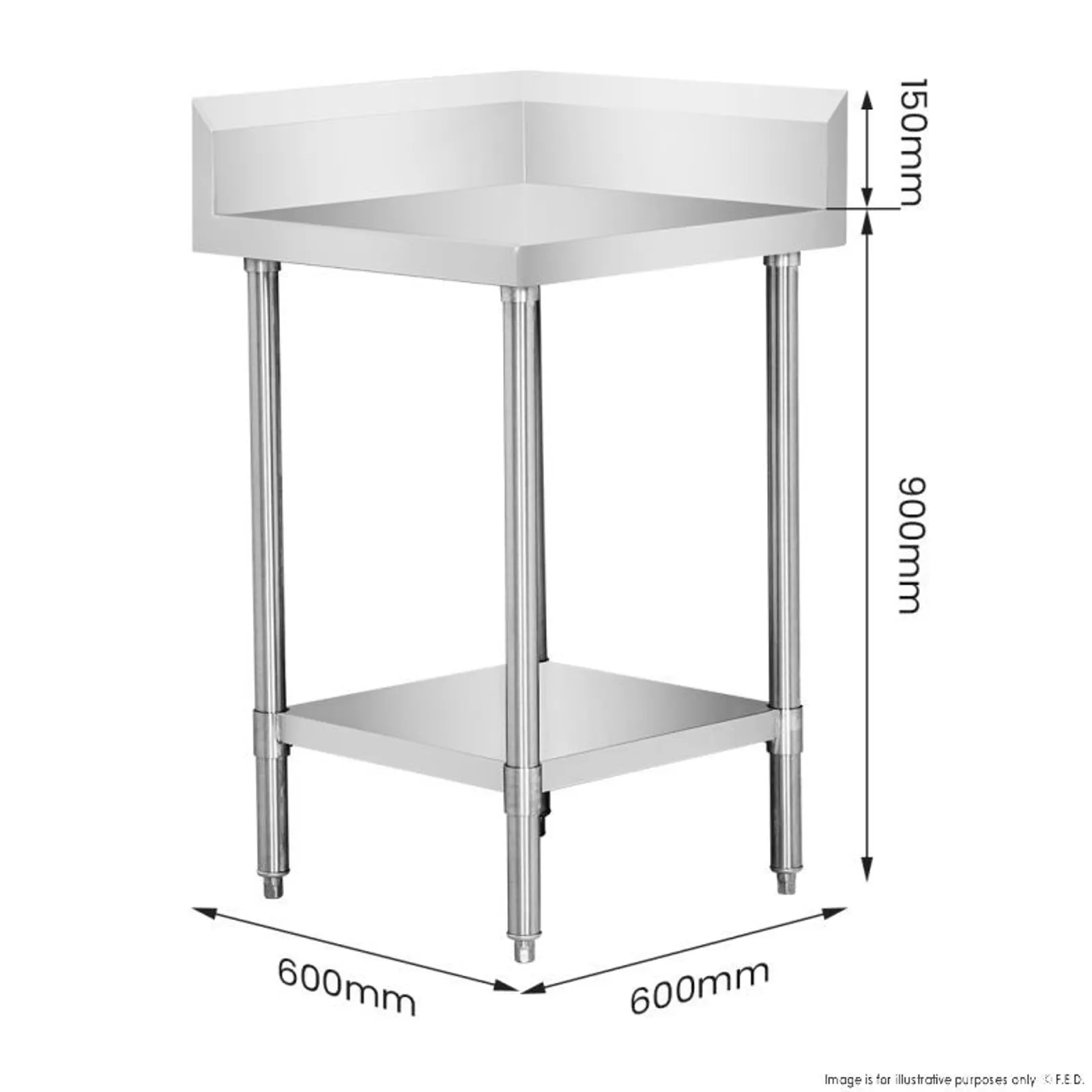 Modular Systems WBCB6-0600/A - 600mm Corner Workbench,150mm Splashback & Undershelf