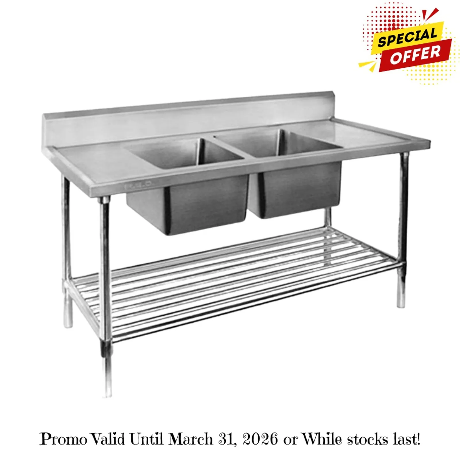 Modular System DSB6-1200C/A - Double Centre Sink Bench with Pot Undershelf 1200mm