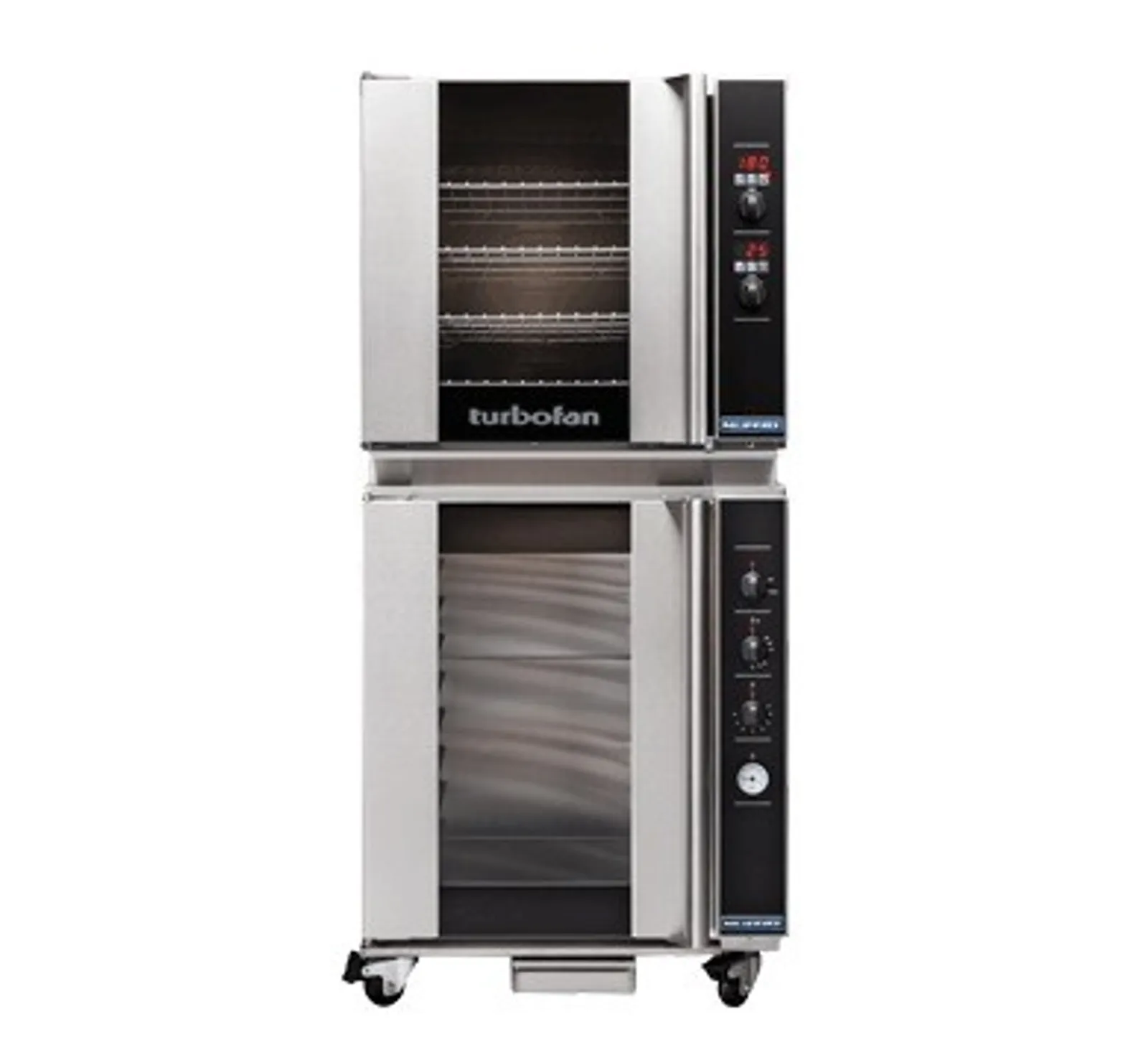 Turbofan E32D4/P8M - Full Size Tray Digital Electric Convection Oven on an 8 Tray Manual Electric Prover / Holding Cabinet