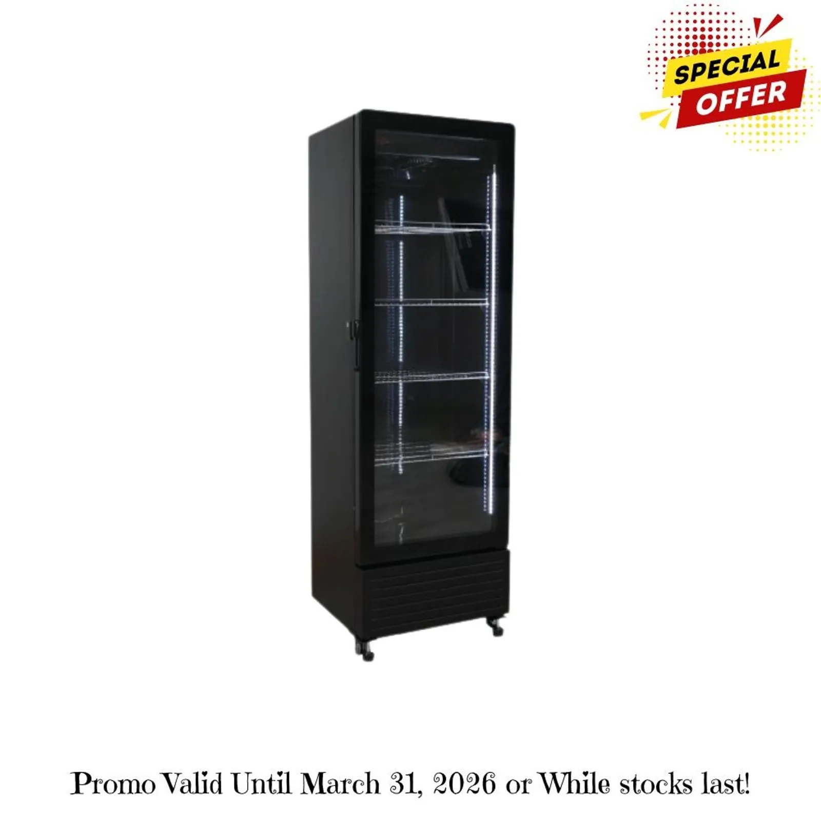 Exquisite DC360 - 1 Glass Door Upright Display Fridge – Black