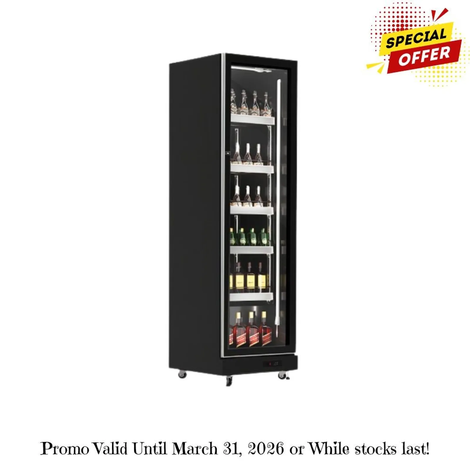 Exquisite DC410 - 1 Glass Door Upright Display Fridge – Black