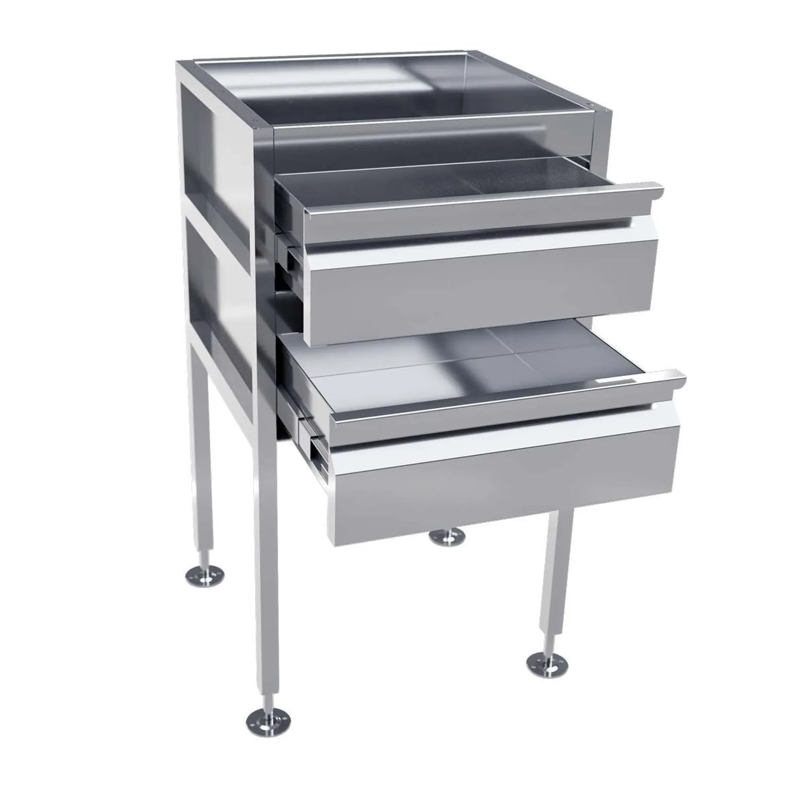 3Monkeez AB-2DRAW - Freestanding Stainless Steel Drawer Unit (2 drawers)