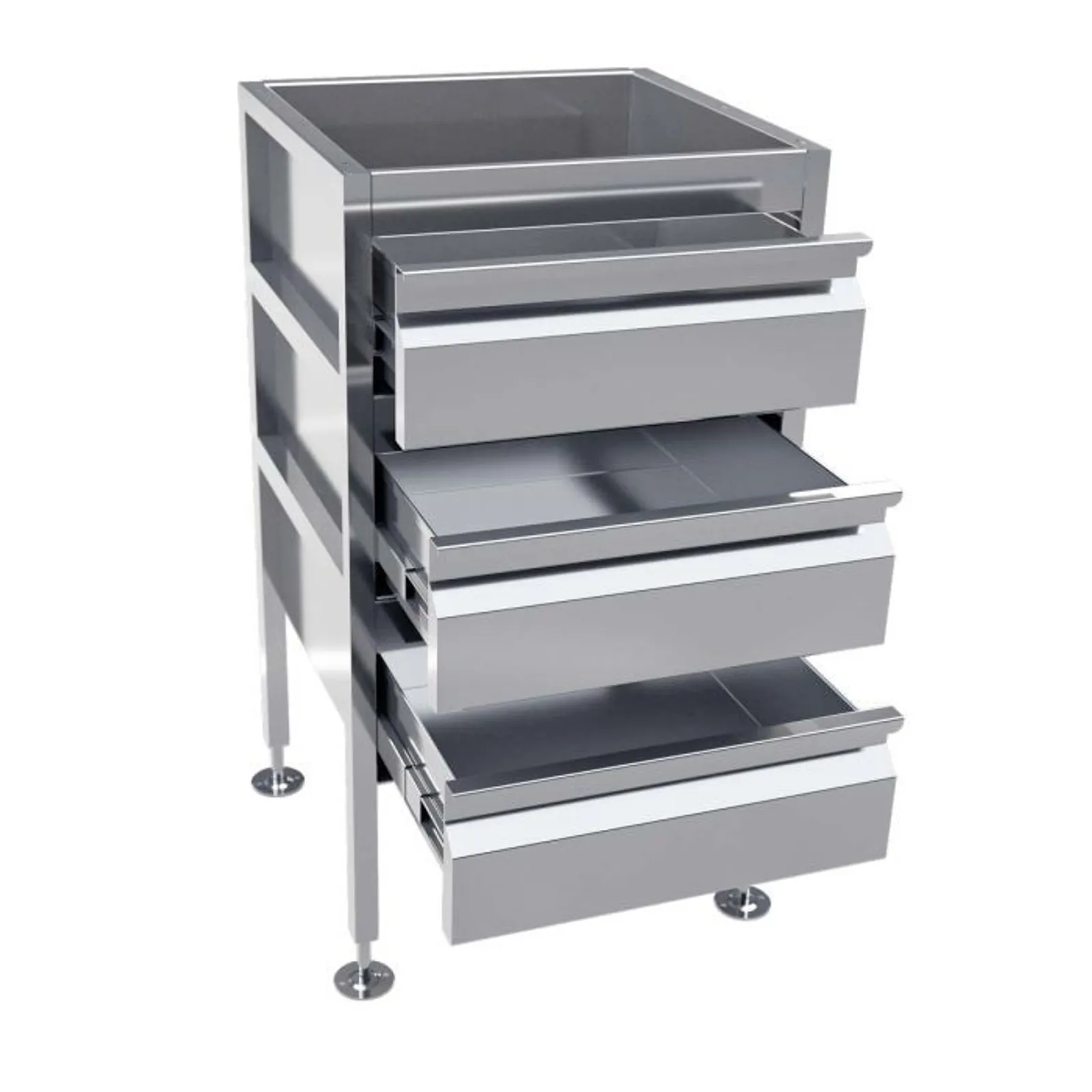 3Monkeez AB-3DRAW - Freestanding Stainless Steel Drawer Unit (3 drawers)