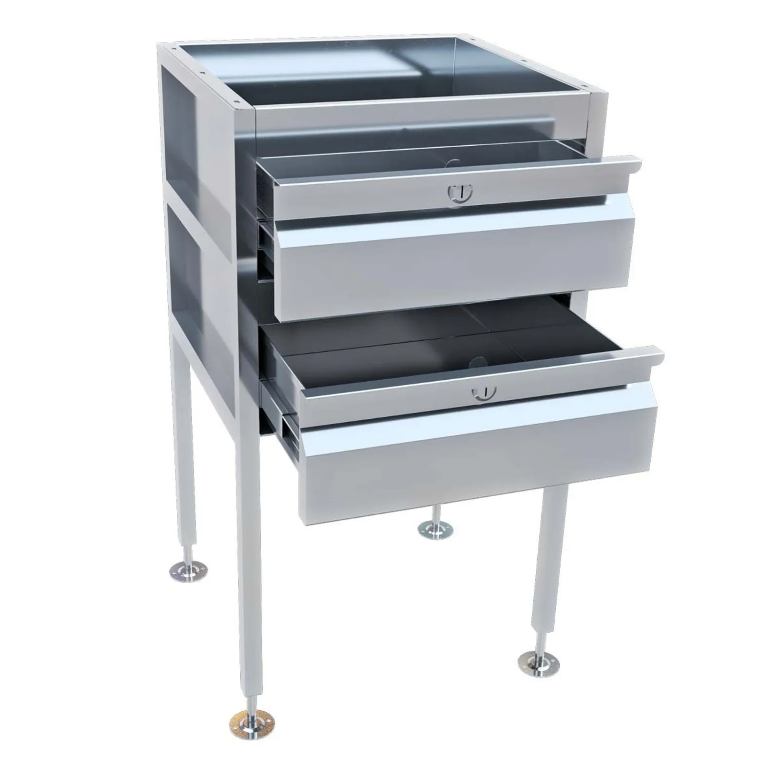 3Monkeez AB-2DRAW-L - Lockable Freestanding Stainless Steel Drawer Unit (2 drawers)