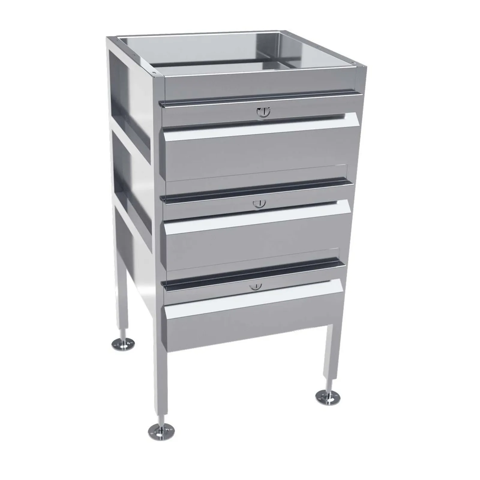 3Monkeez AB-3DRAW-L - Lockable Freestanding Stainless Steel Drawer Unit (3 drawers)