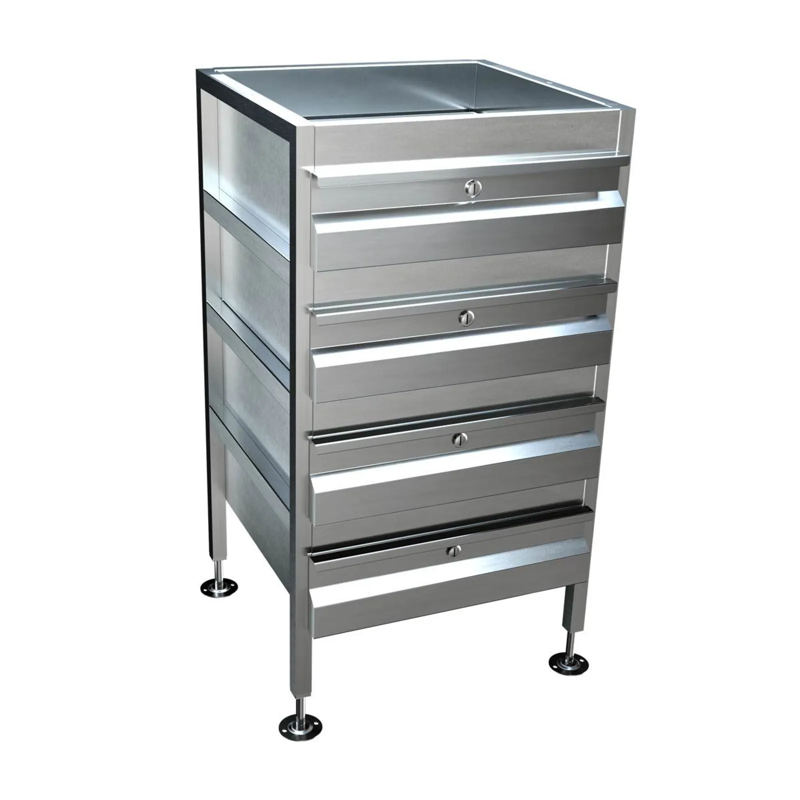 3Monkeez AB-4DRAW-L - Freestanding Stainless Steel Drawer Unit Lockable (4 drawers)