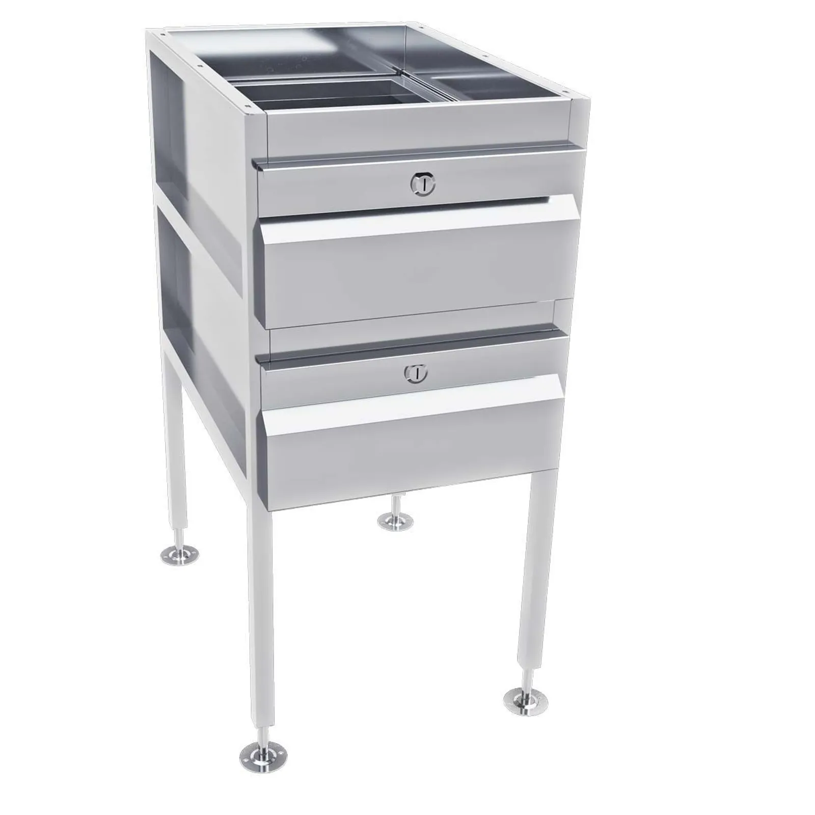 3Monkeez AB-2DRAW-1G - Gastronorm Freestanding Stainless Steel Drawer Unit (2 drawers)