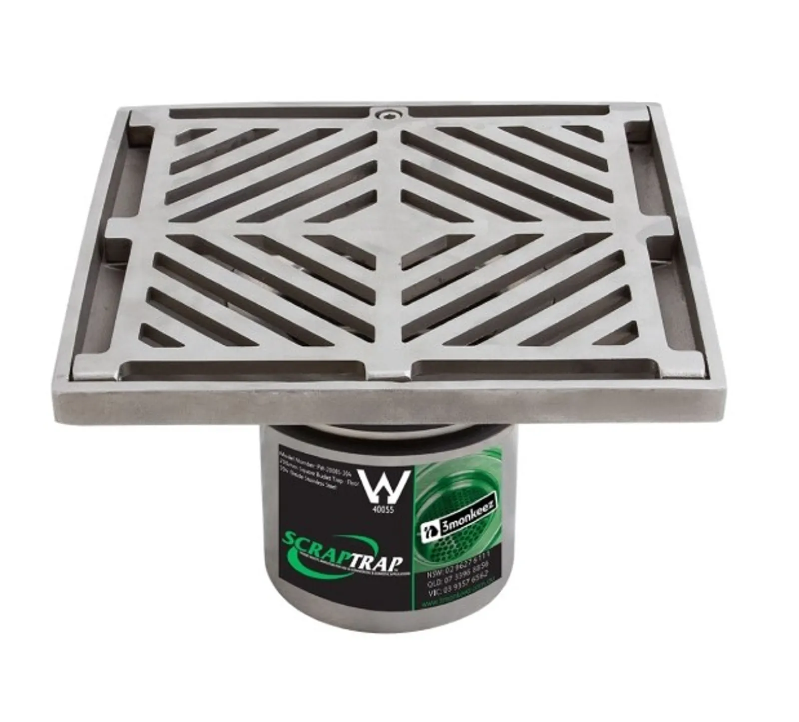 Scraptap FW-200BS-304 - 200mm Square Floor Waste Arrestor