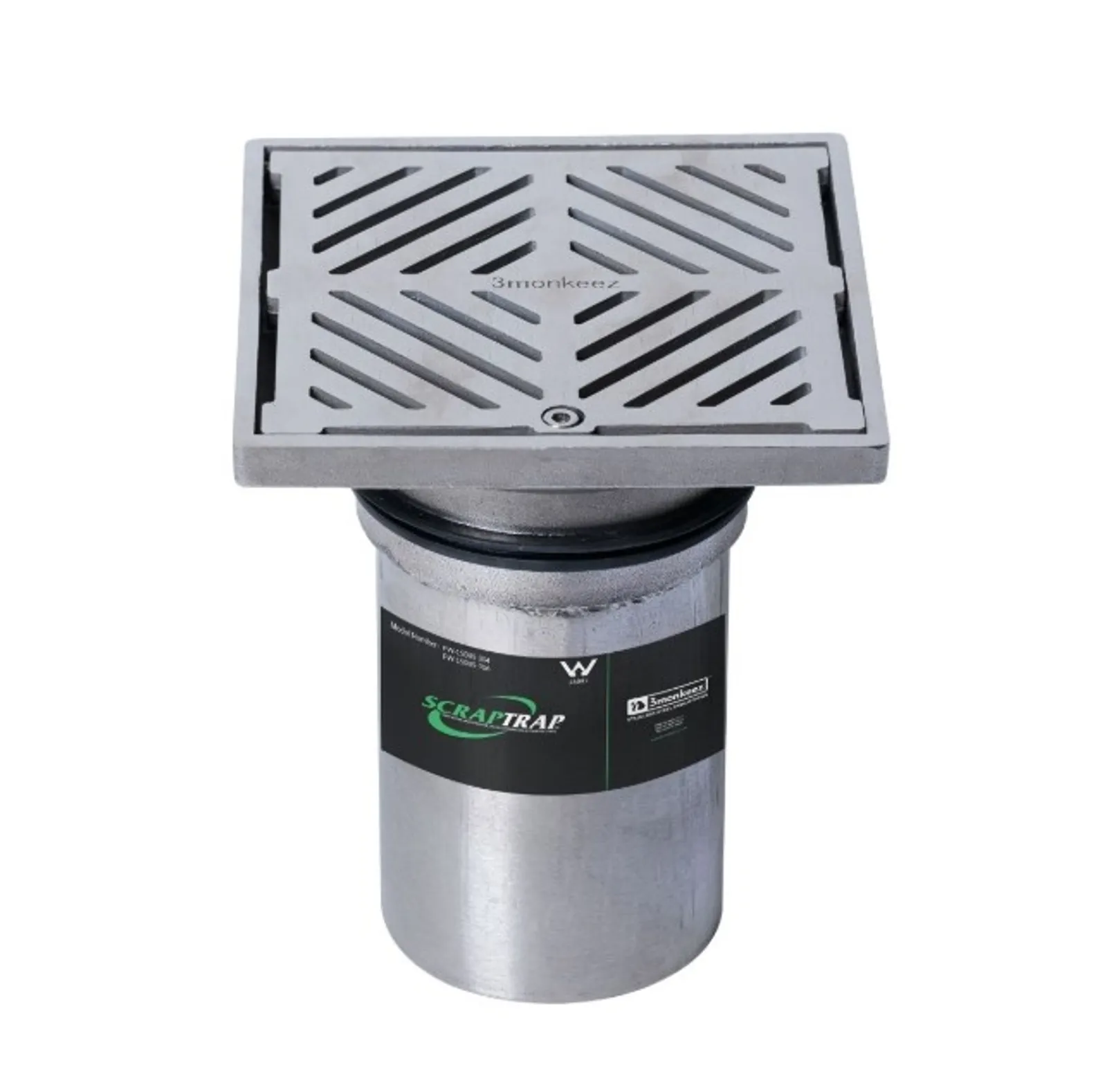 Scraptrap FW-150BS-304 - 150mm Square Floor Waste Arrestor Suits 100mm Pipe (Heel Proof)