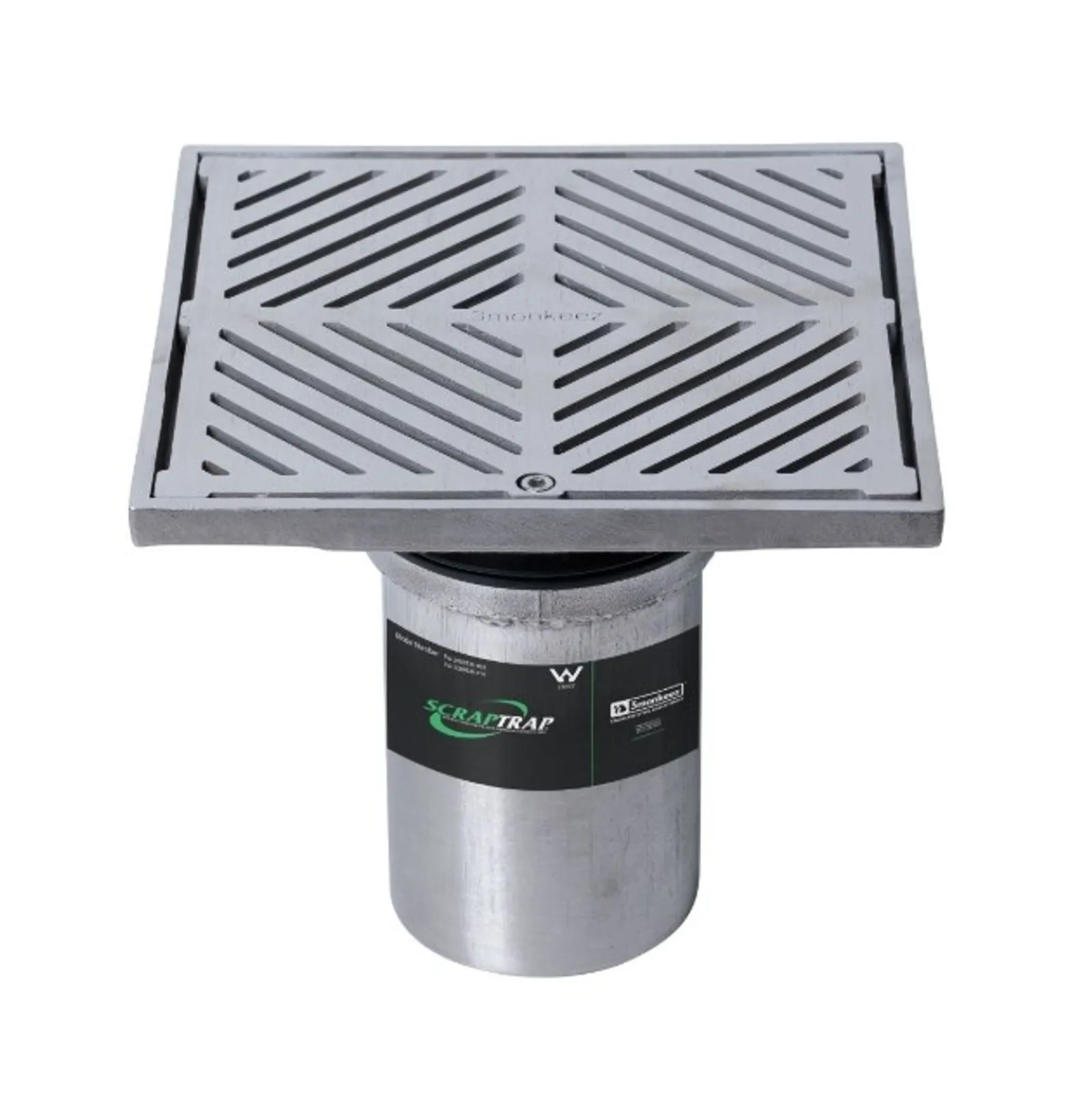 Scraptrap FW-200BSM-304 - 200mm Square Floor Waste Arrestor Suits 100mm Pipe (Heel Proof)