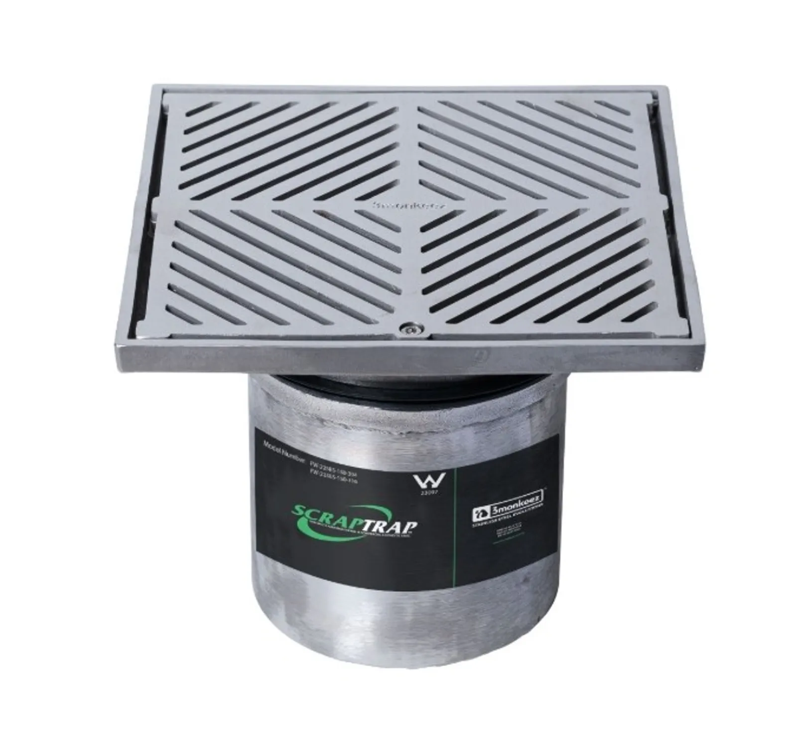 Scraptrap FW-225BS-150-304 - 225mm Square Floor Waste Arrestor Suits 150mm Pipe (Heel Proof)