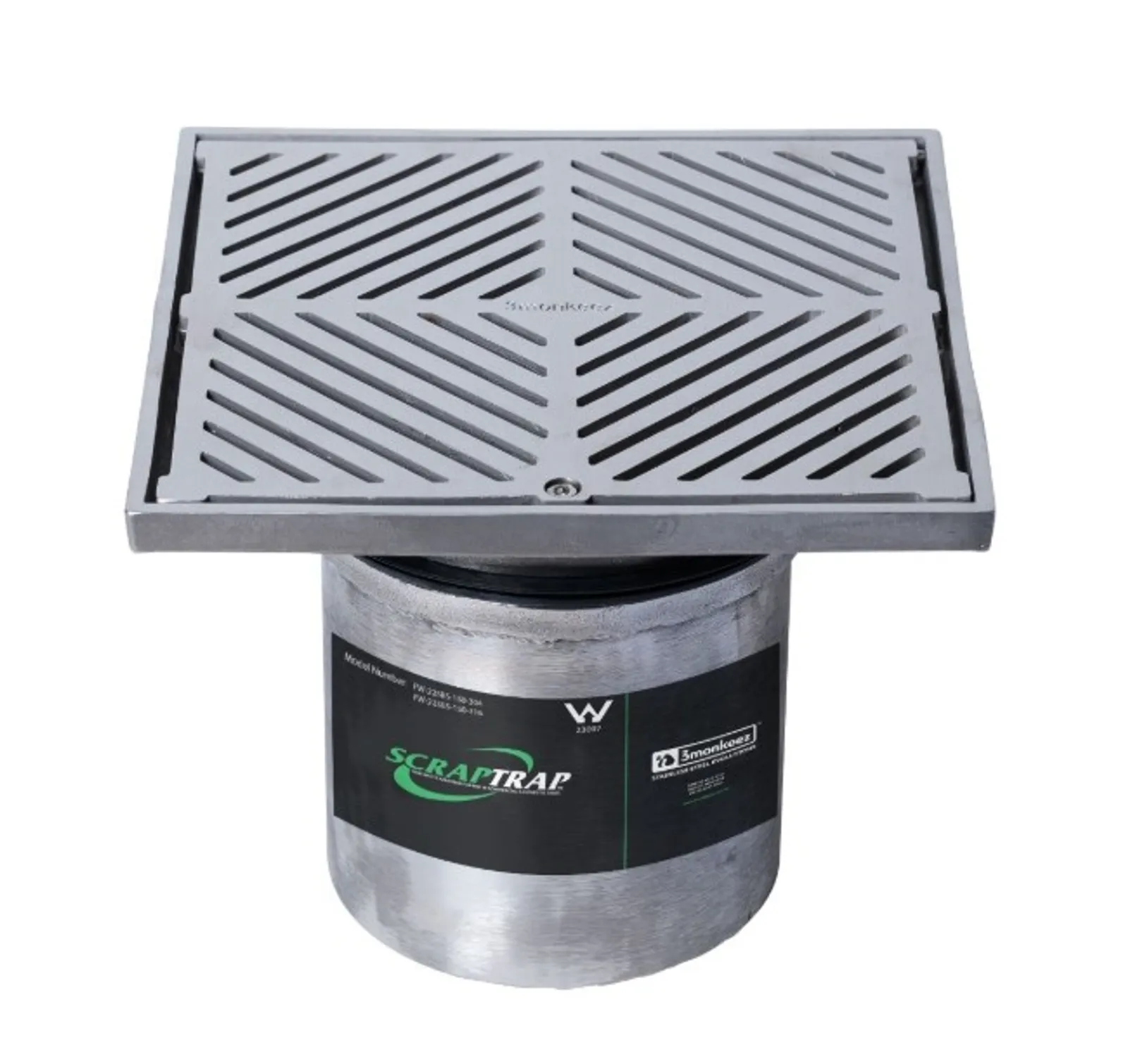 Scraptrap FW-250BS-150-304 - 250mm Square Floor Waste Arrestor Suits 150mm Pipe (Heel Proof)