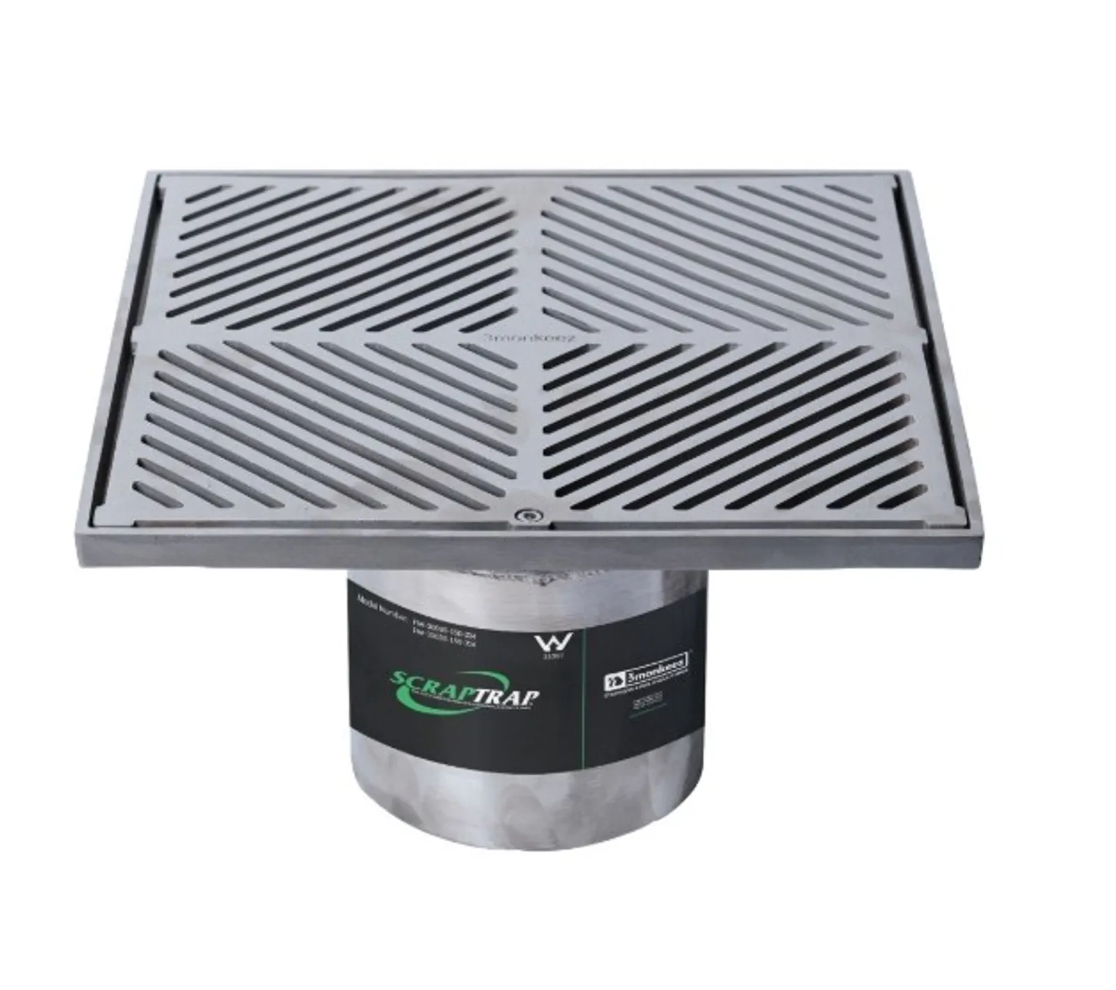 Scraptrap FW-300BS-150-304 - 300mm Square Floor Waste Arrestor Suits 150mm Pipe (Heel Proof)