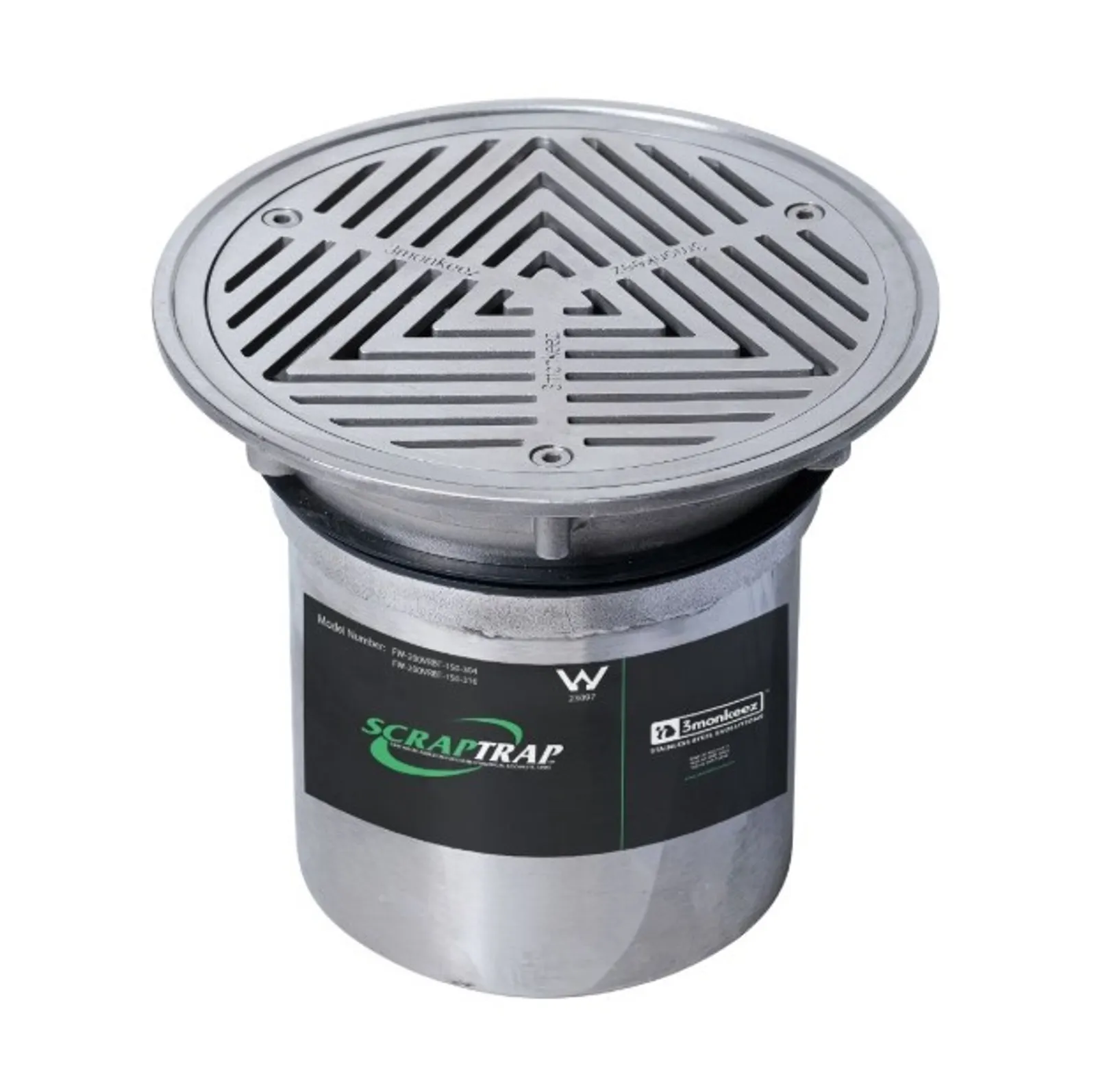 Scraptrap FW-200VRBT-150-304 - 200mm Round Vinyl Floor Waste Arrestor Suits 150mm Pipe