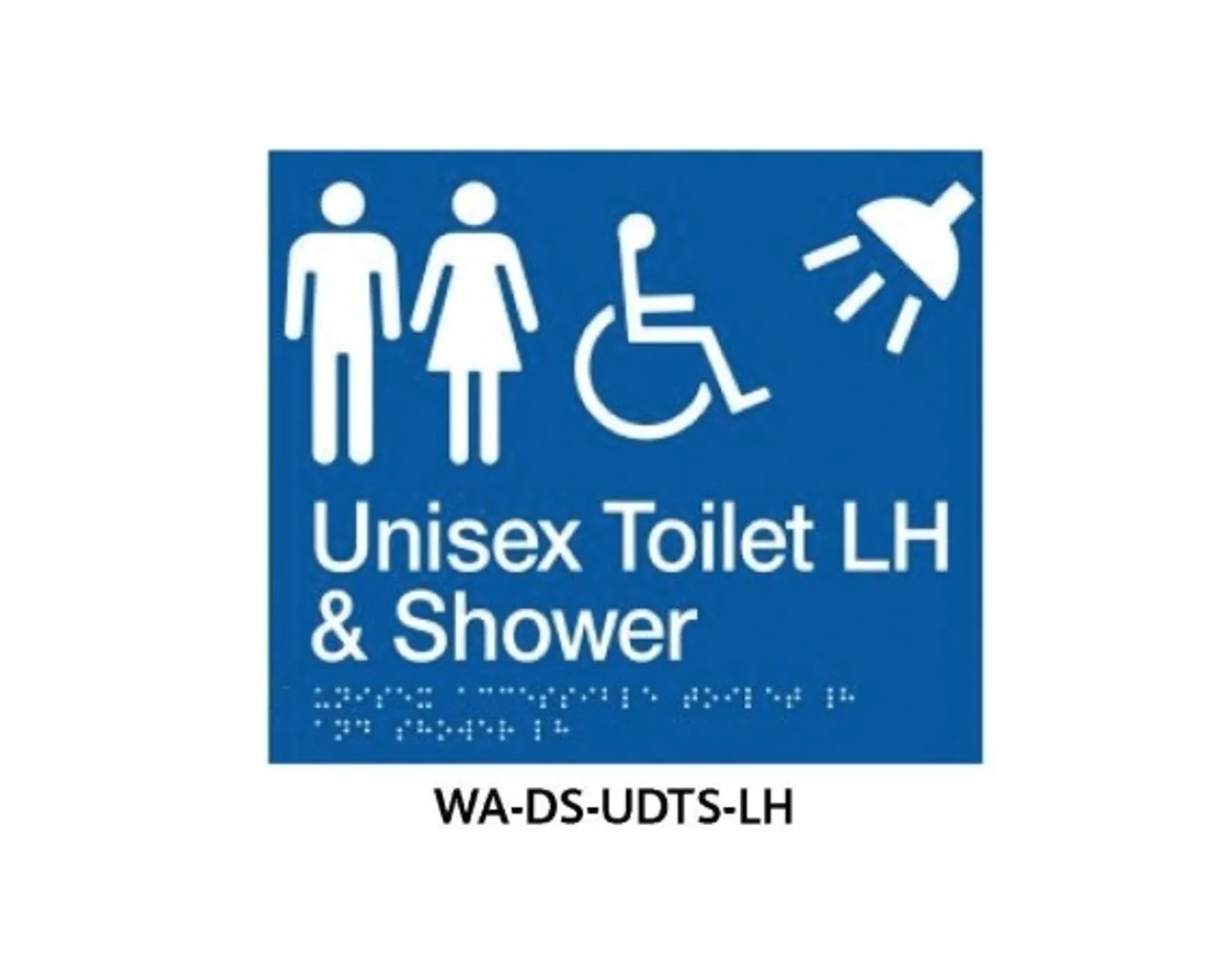 3Monkeez WA-DS-UDTS-LH - Braille Sign Unisex Disabled Toilet and Parent Room LHS (Blue)
