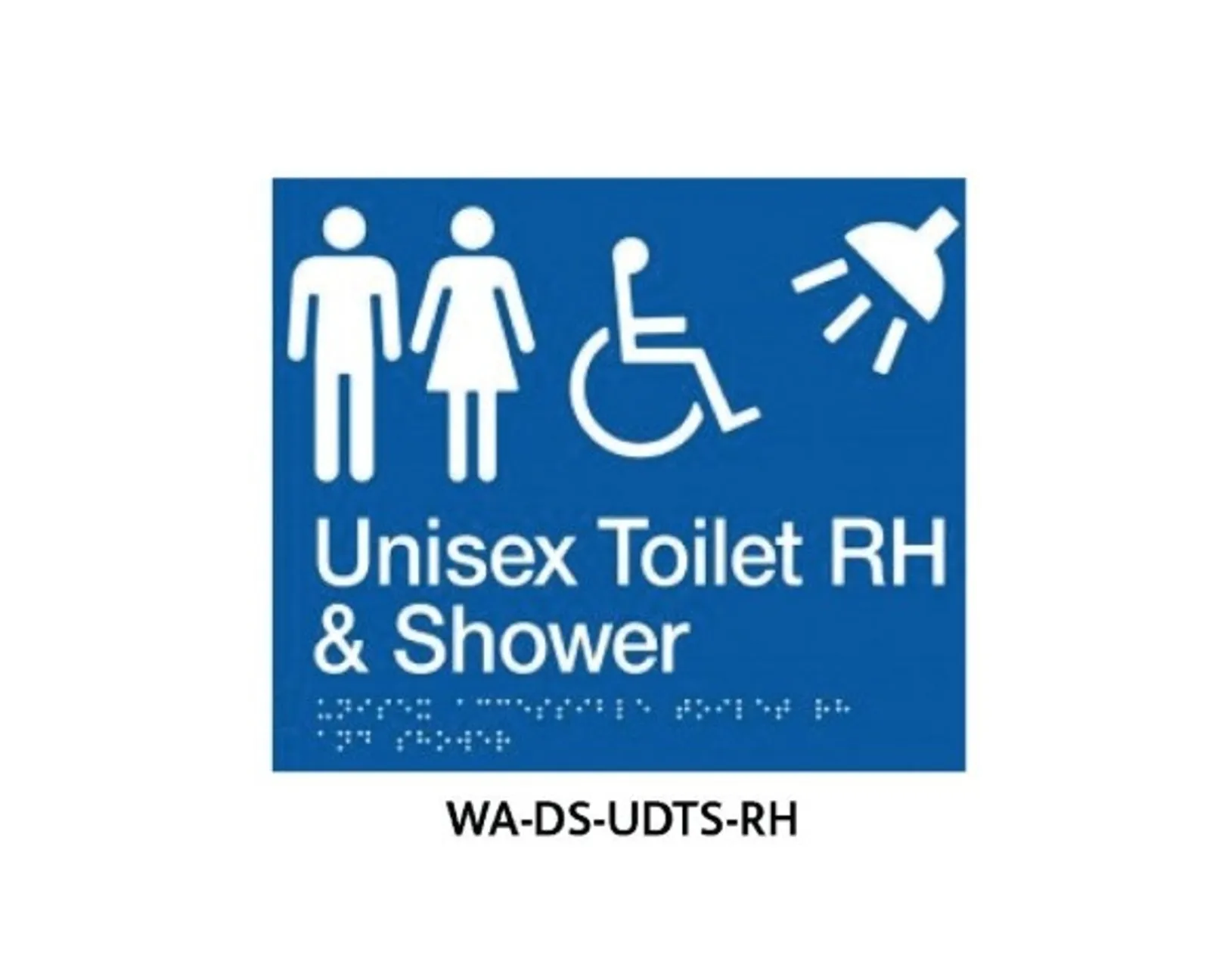 3Monkeez WA-DS-UDTS-RH - Braille Sign Unisex Disabled Toilet and Parent Room RHS (Blue)
