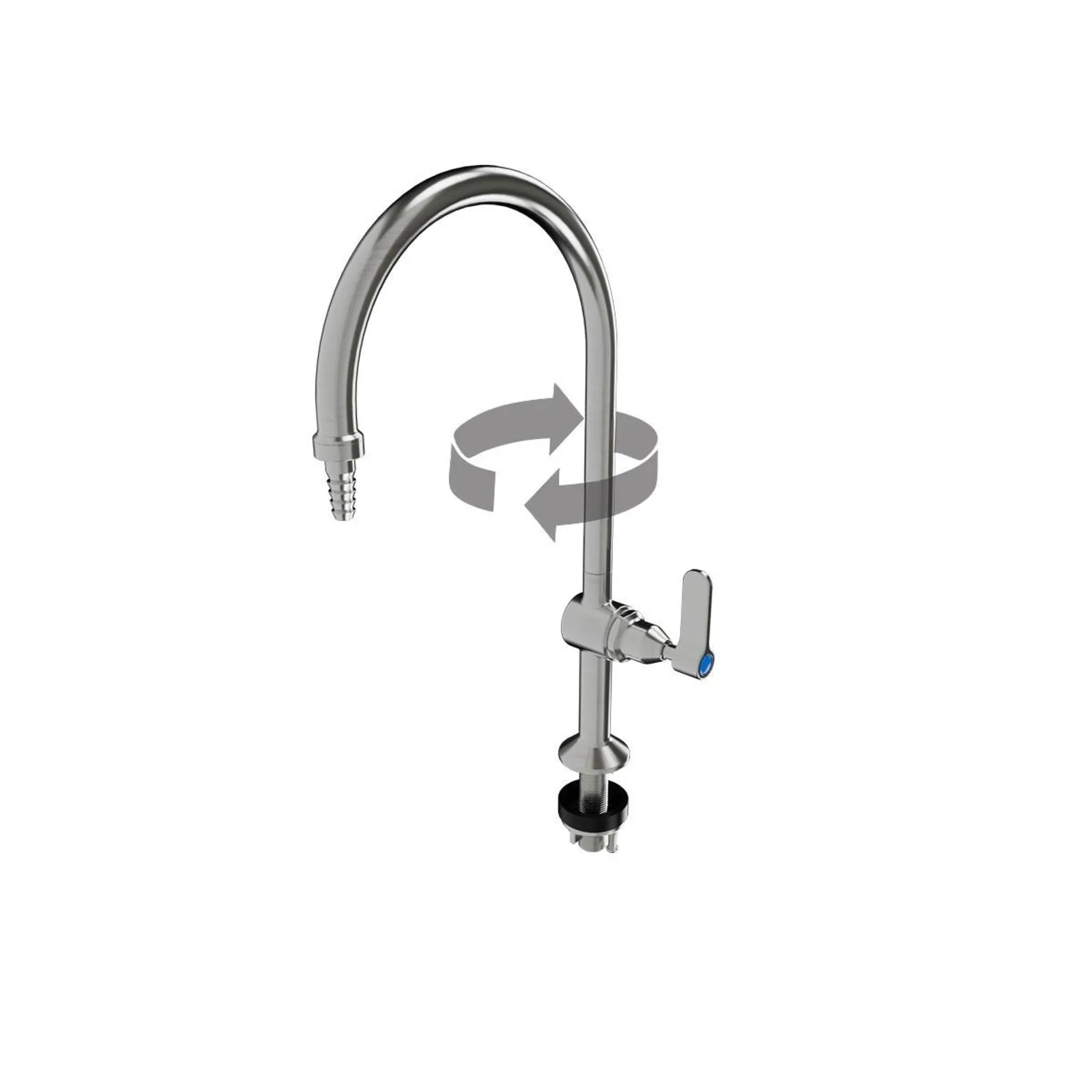 Guardian Tapware T-3MSS-LABLSG16-TN - Lever Handle Type 16 Laboratory Tap with Swivel Spout and Tube Nozzle