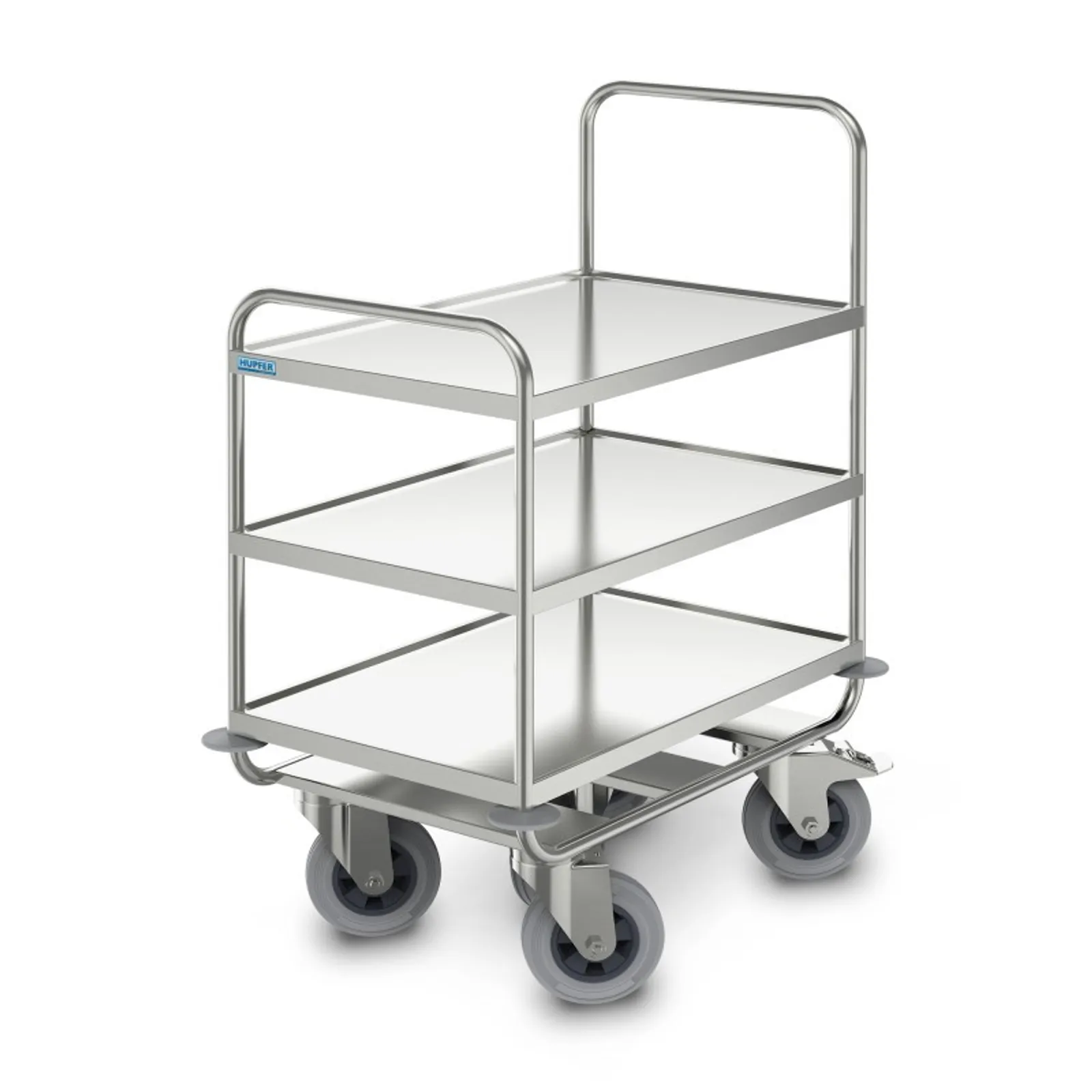 Hupfer SSW-8X5-3-ERGO - Heavy-Duty General Purpose Trolley Ergonomic Handle 3 Shelves 800×500mm