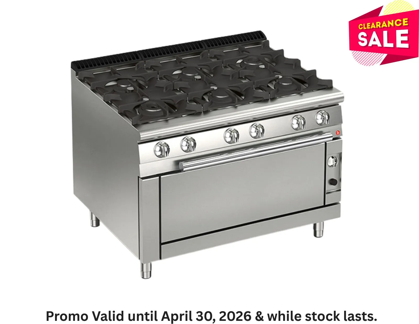 Baron Q70PCFL/G1205 - 6 Burner Gas Cook Top With Full Length Gas Oven - Clearance (2)