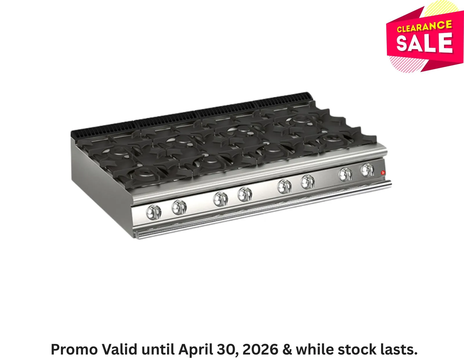 Baron Q90PC/G1605 - 8 Burner Gas Cook Top - Clearance