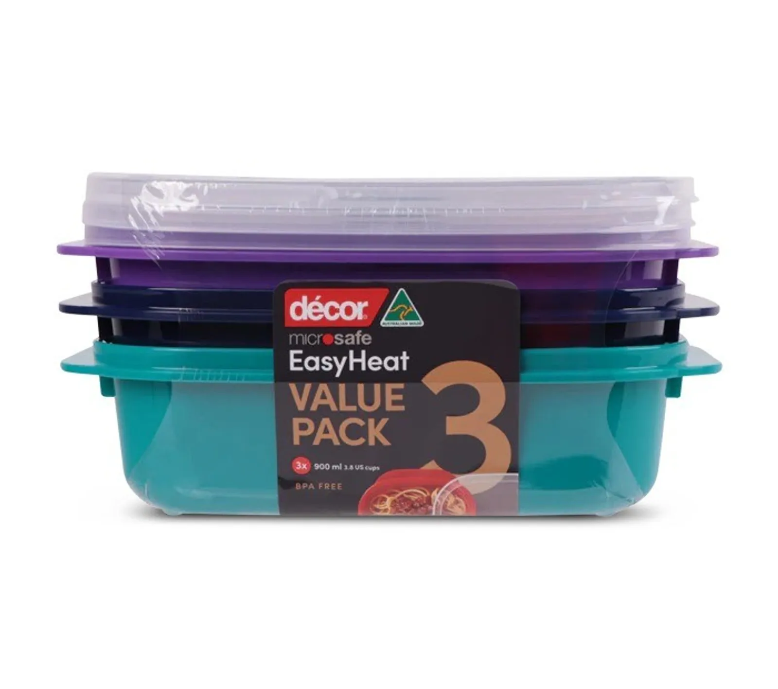 Decor Microsafe 124551 - Jewel Microwavable Container, 900ML, Set