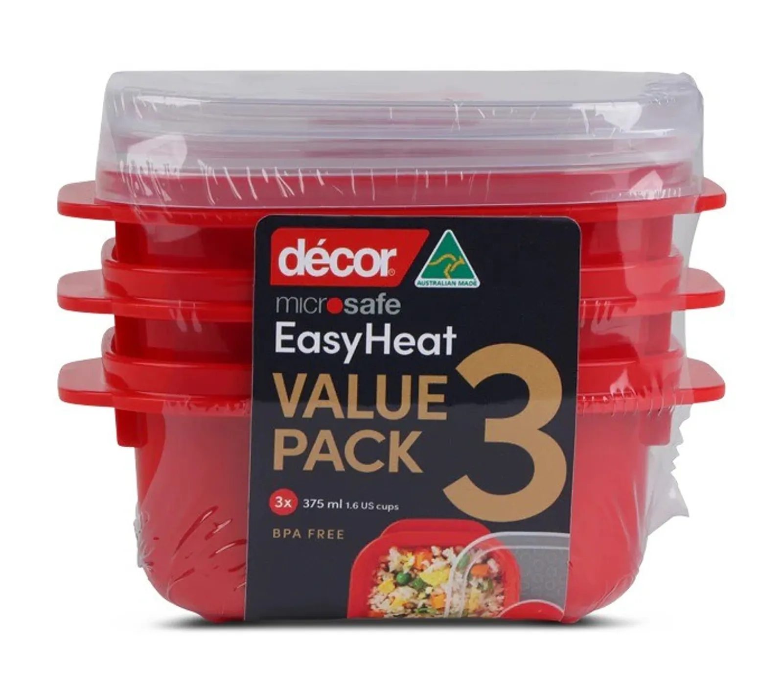 Decor Microsafe 124850 - Food Container, Oblong, 375ml, Set