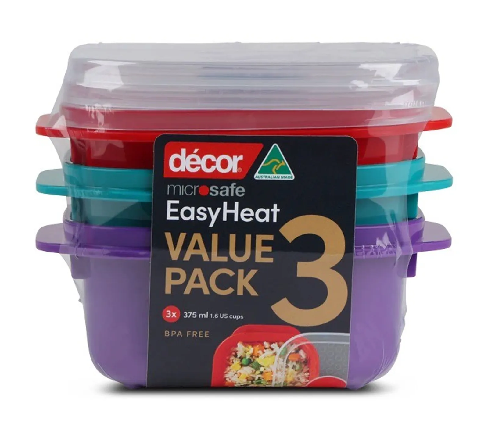 Decor Microsafe 124851 - Jewel Microwavable Container, 375ml, Set