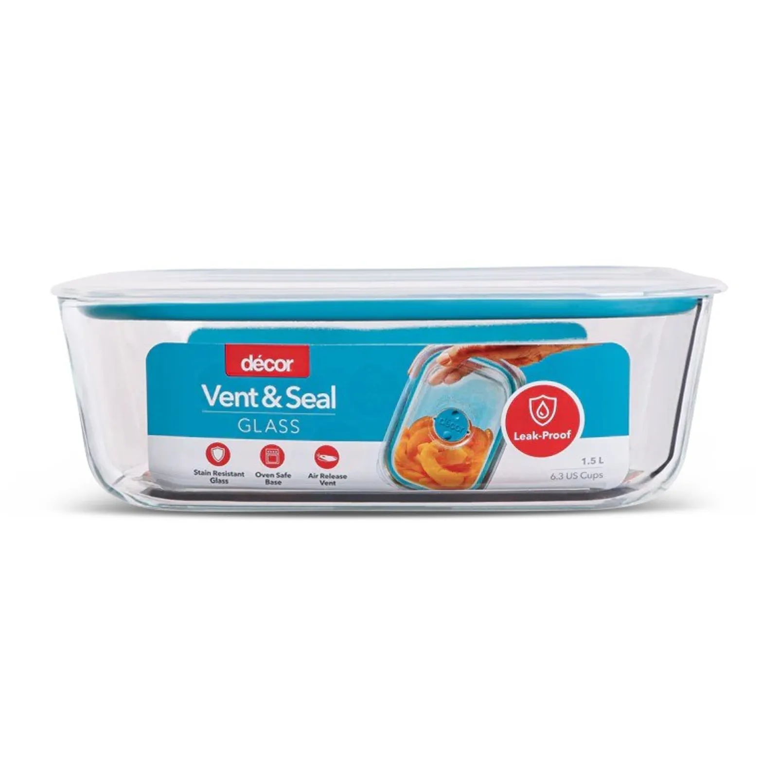 Decor Vent & Seal 205705 - Glass Containers, Oblong, 1.5L