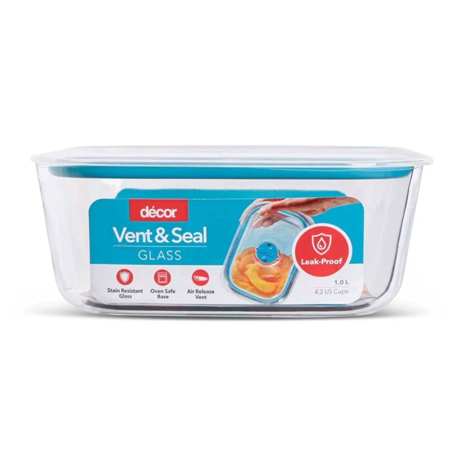 Decor Vent & Seal 205805 - Glass Containers, Oblong, 1L