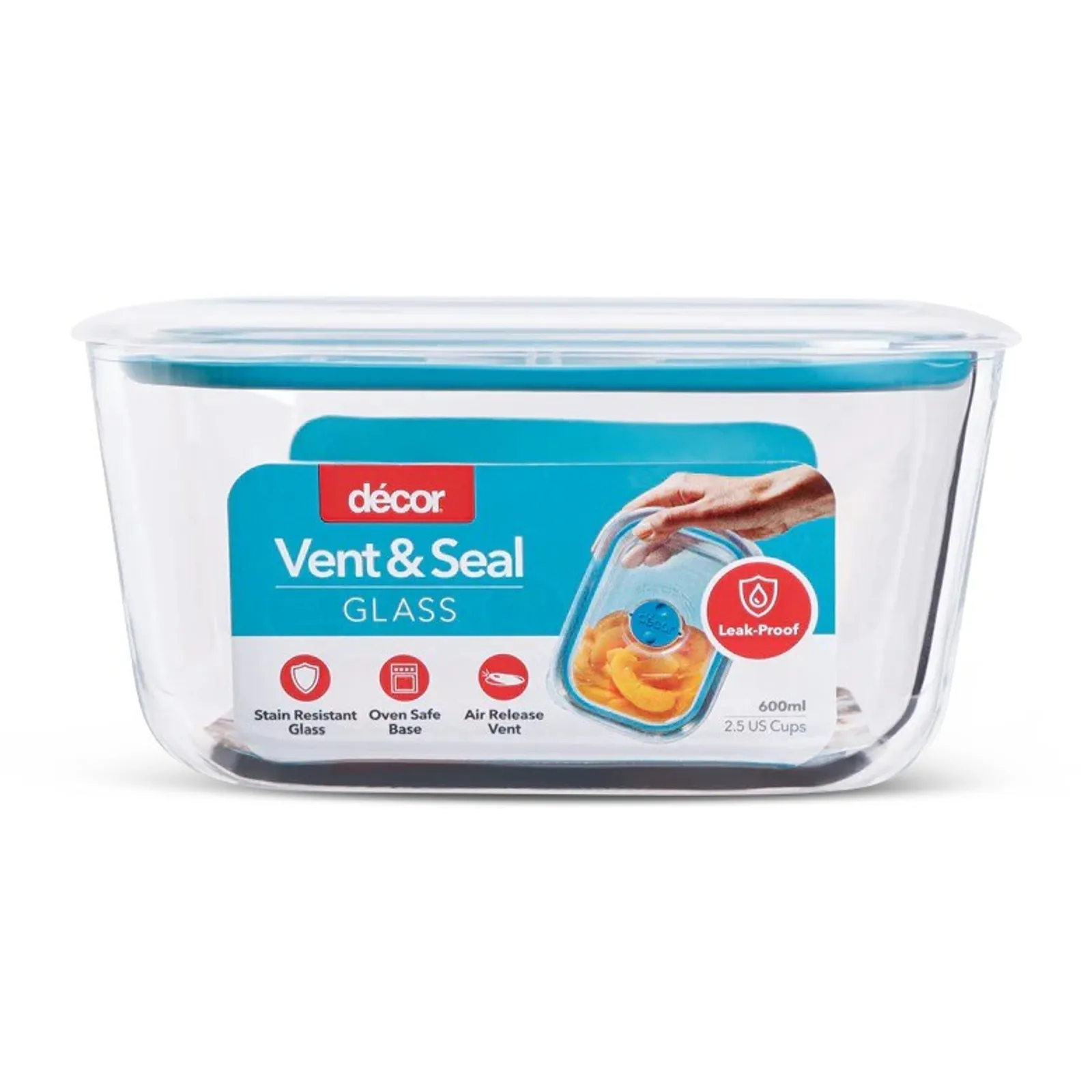 Decor Vent & Seal 205905 - Glass Containers, Oblong, 600ml