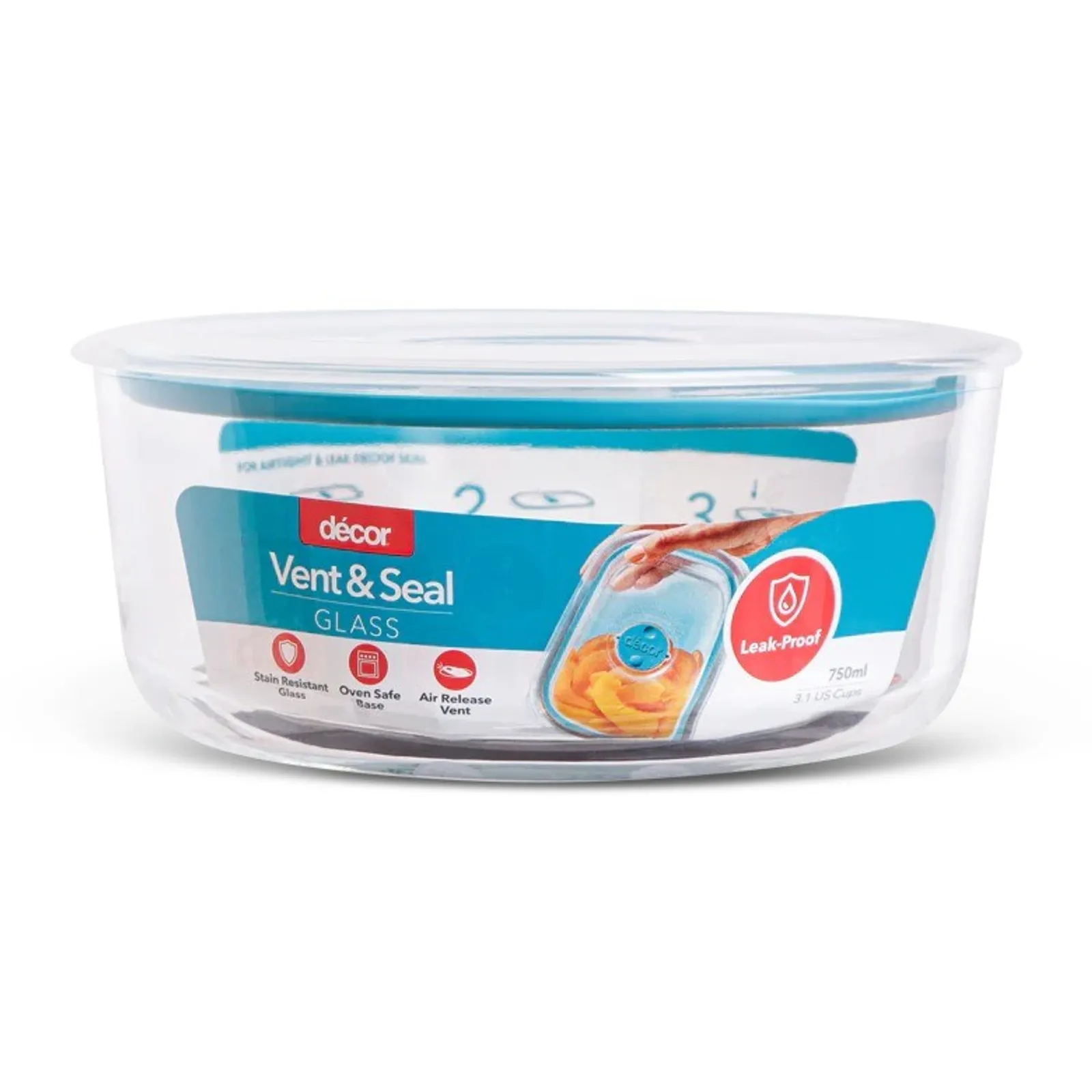 Decor Vent & Seal 227105 - Glass Containers, Round, 750ml